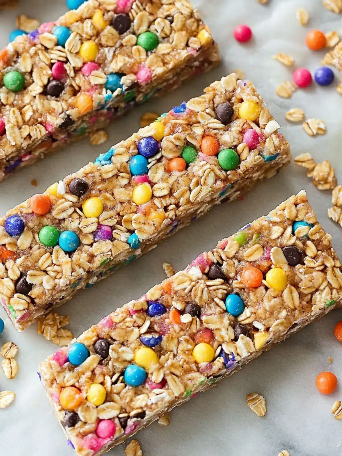 Chewy No-Bake Rainbow Chip Granola Bars