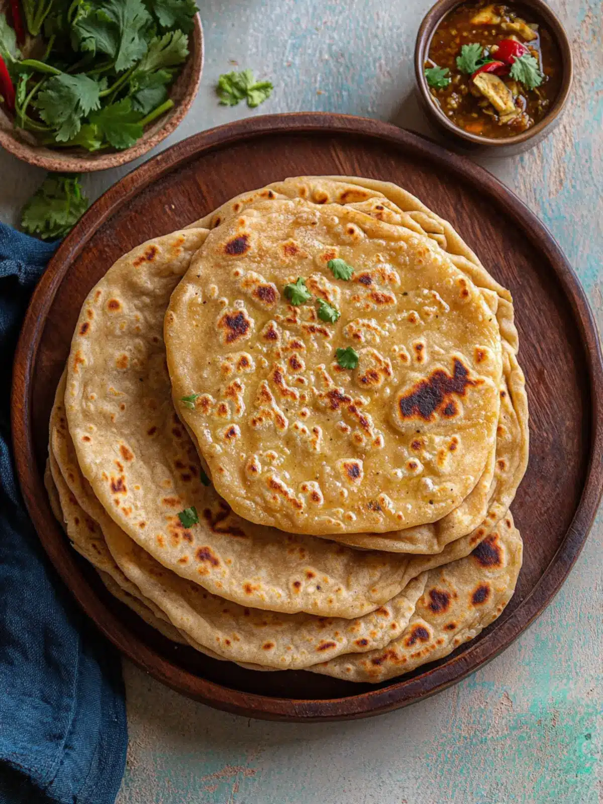 Plain Whole Wheat Paratha (flaky Indian flatbread)