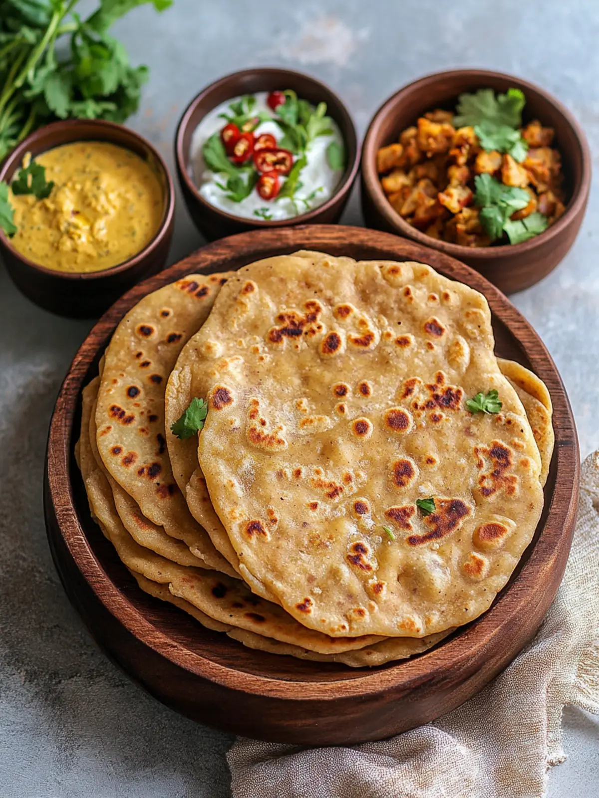 Plain Whole Wheat Paratha (flaky Indian flatbread)