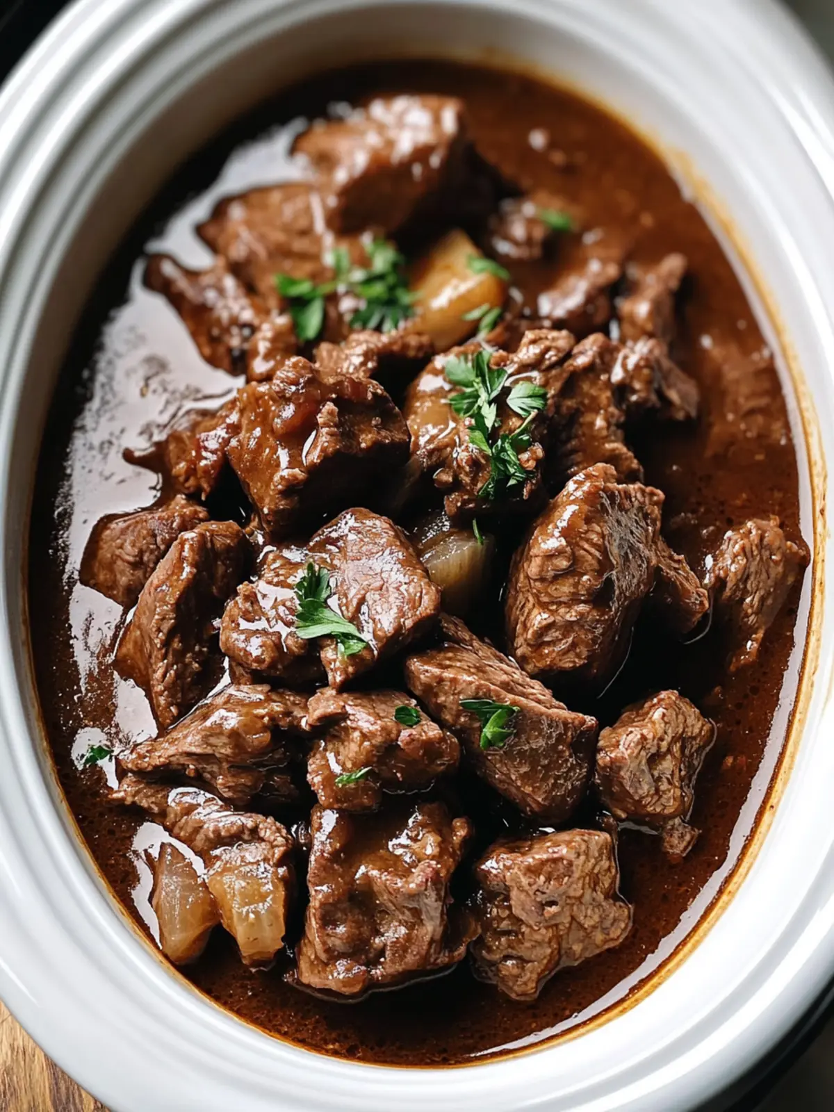 Tender Crockpot Beef Tips (with Gravy)