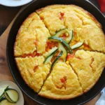 Cheesy Honey Skillet Cornbread with Zucchini and Peppers