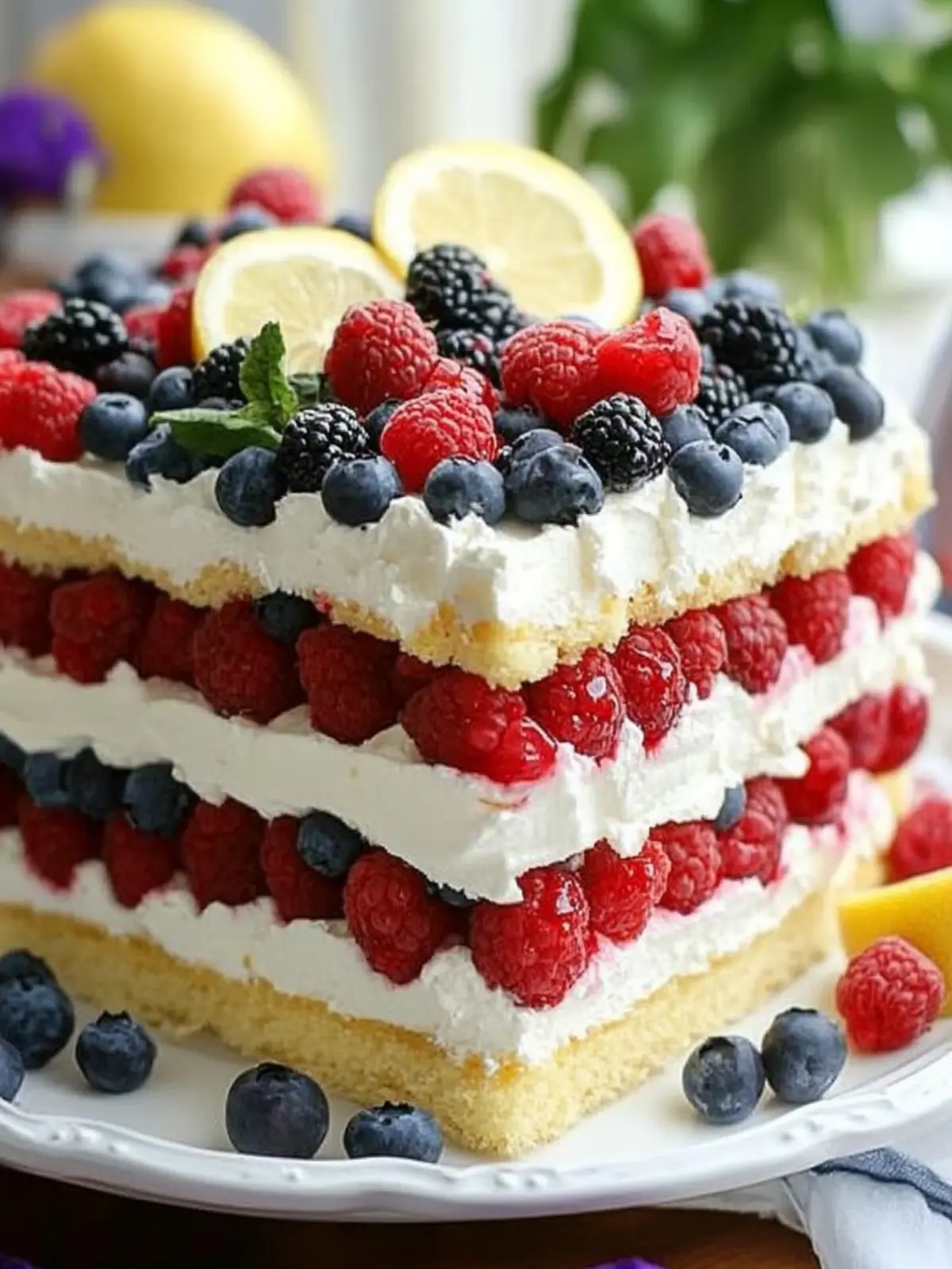 Triple Berry Layered Lemon Cream Cake for Refreshing Summer Joy 5 Triple Berry Layered Lemon Cream Cake
