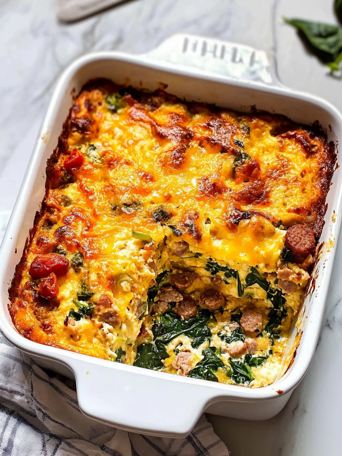 Savory Sausage and Spinach Breakfast Casserole for Meal Prep 4 Sausage and Spinach Breakfast Casserole