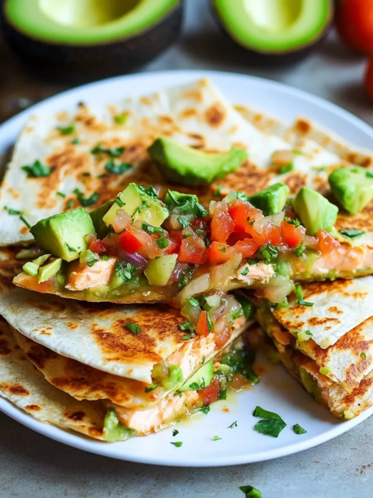 Chipotle Lime Salmon and Avocado Salsa Quesadillas