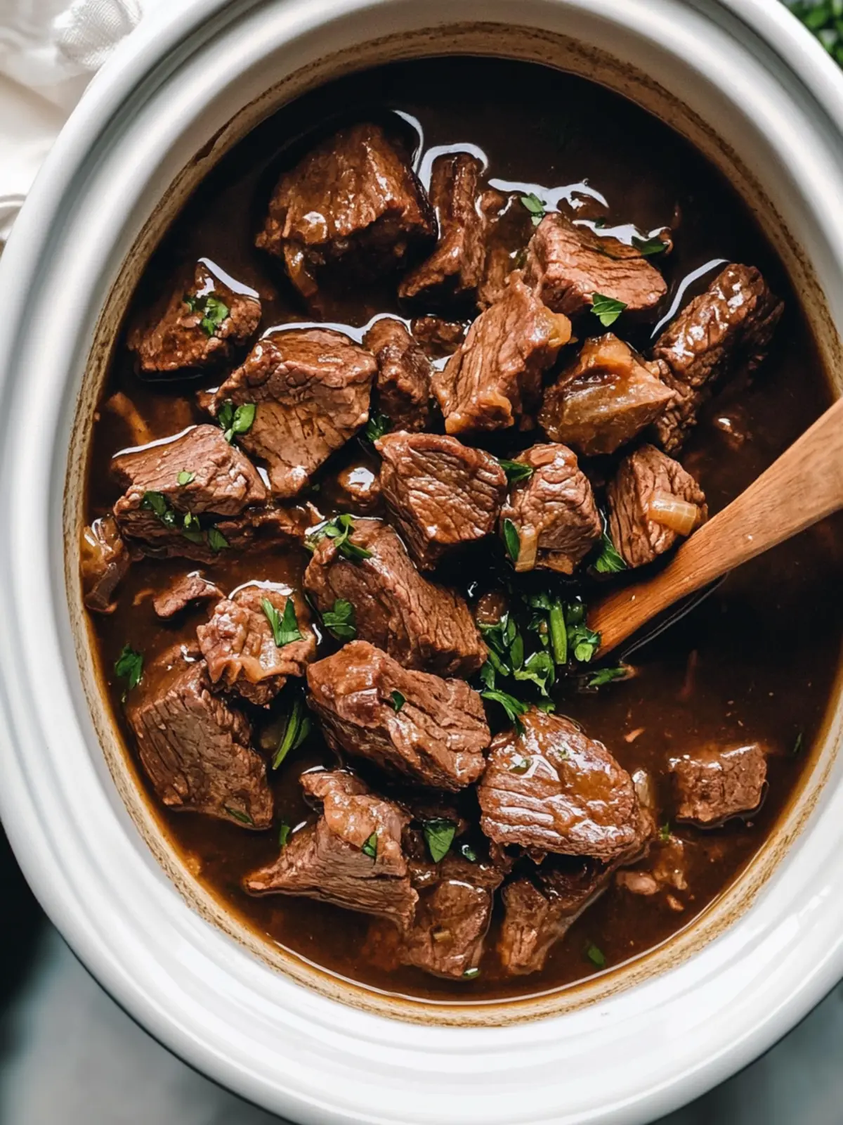 Tender Crockpot Beef Tips (with Gravy)