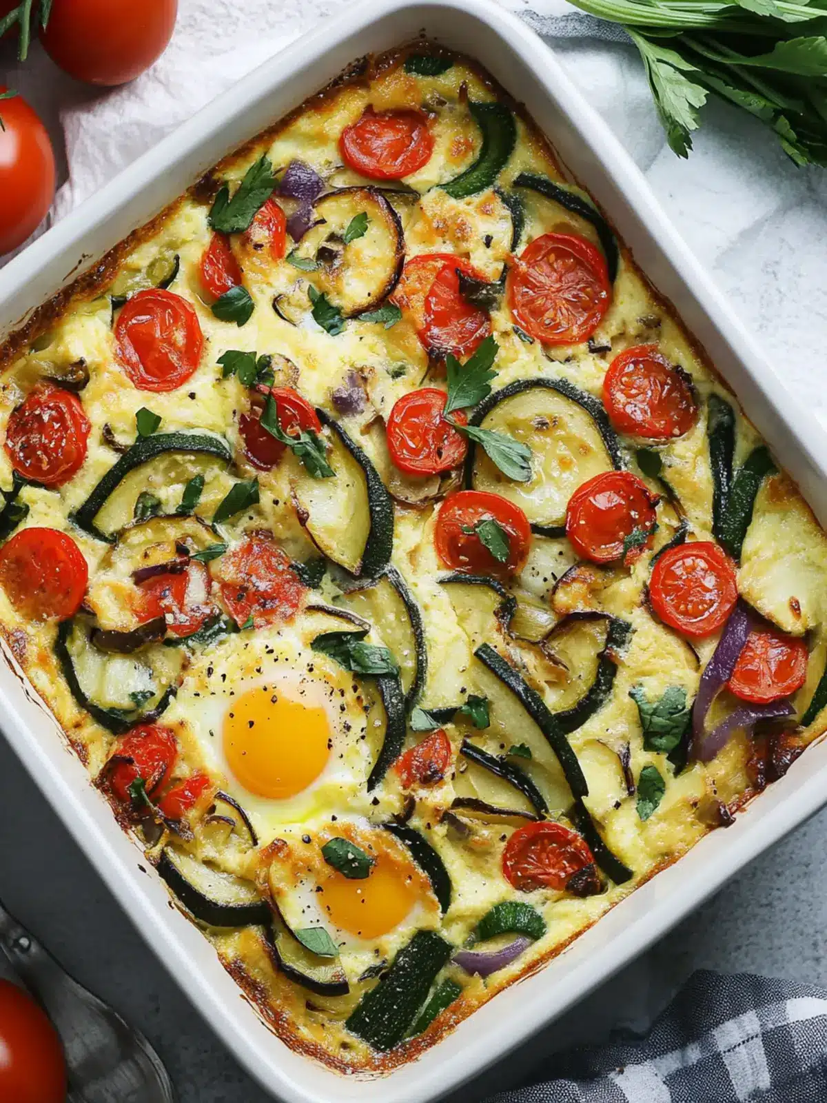 Savory Vegetable Egg Bake for Breakfast – Easy & Healthy Delight 3 Vegetable Egg Bake for Breakfast