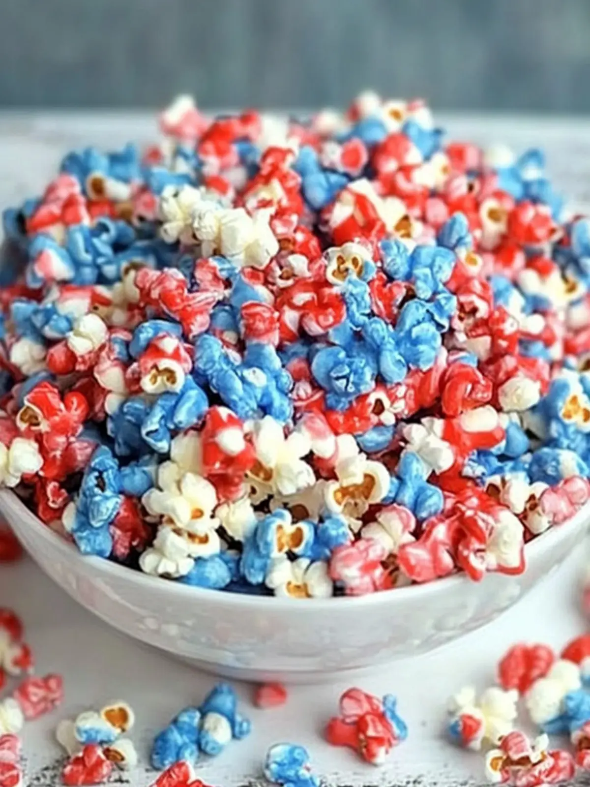 4th of July Popcorn: Red White & Blue Chocolate Firecracker Popcorn