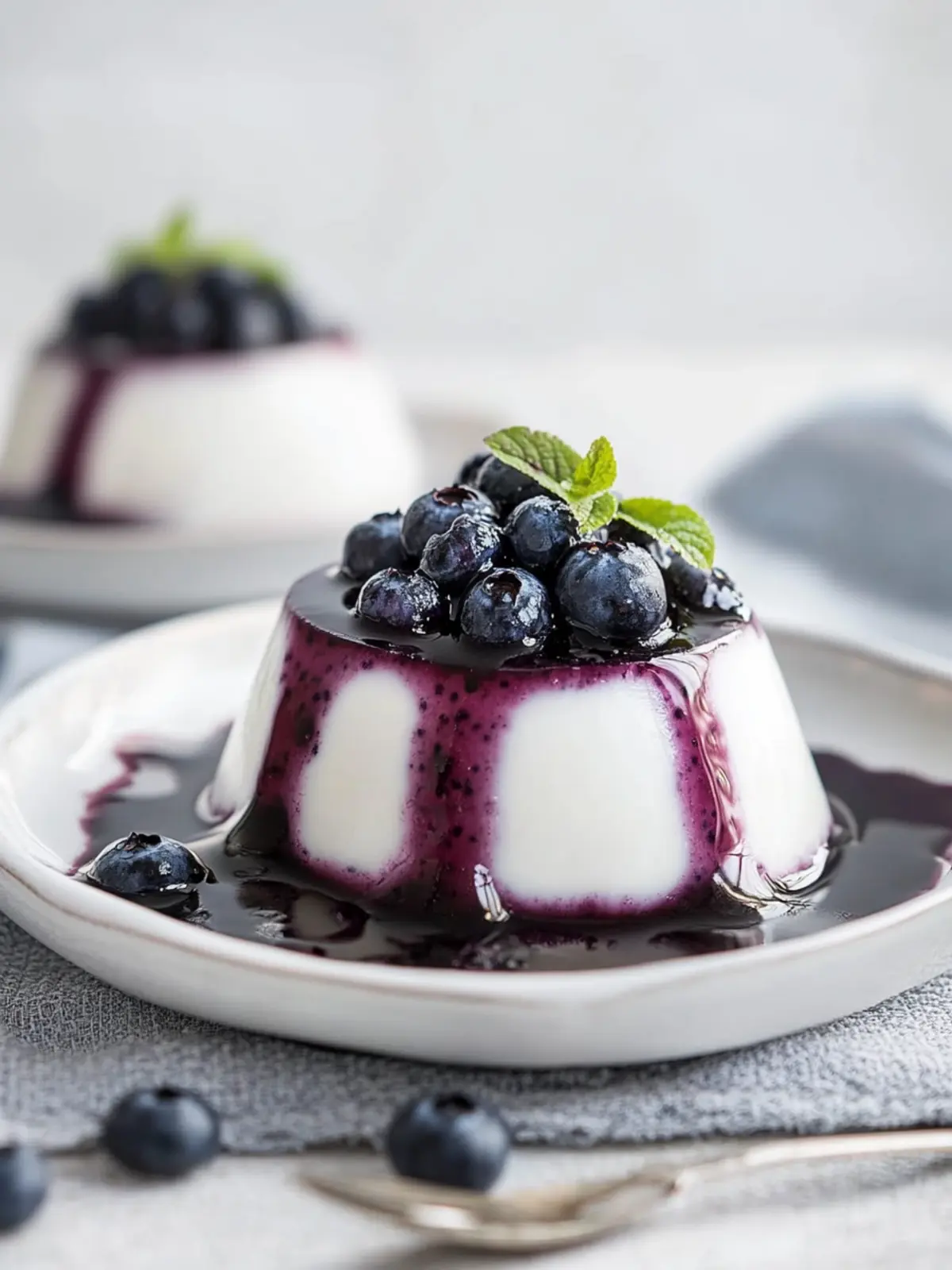 Coconut Panna Cotta with a Blueberry Topping