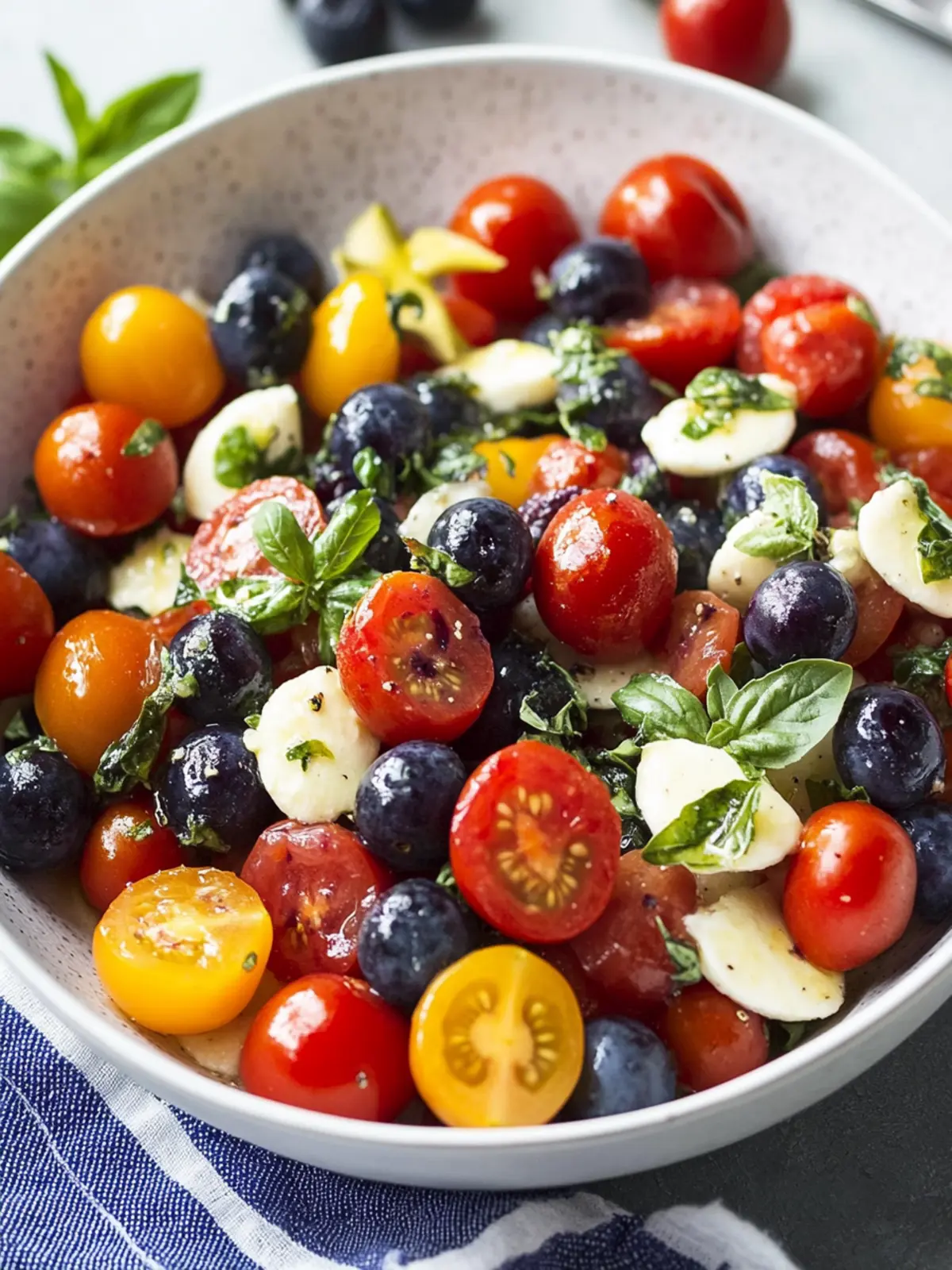 Patriotic Blueberry Cherry Tomato Caprese Salad for Summer Bliss 3 Blueberry Cherry Tomato Caprese Salad