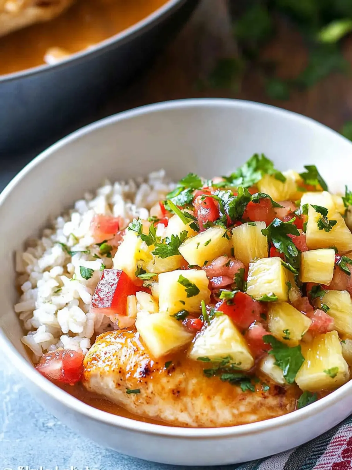 Slow Cooker Pineapple Chicken Rice Bowl with Fresh Salsa Magic 5 Slow Cooker Pineapple Chicken in a Rice Bowl with Pineapple Salsa