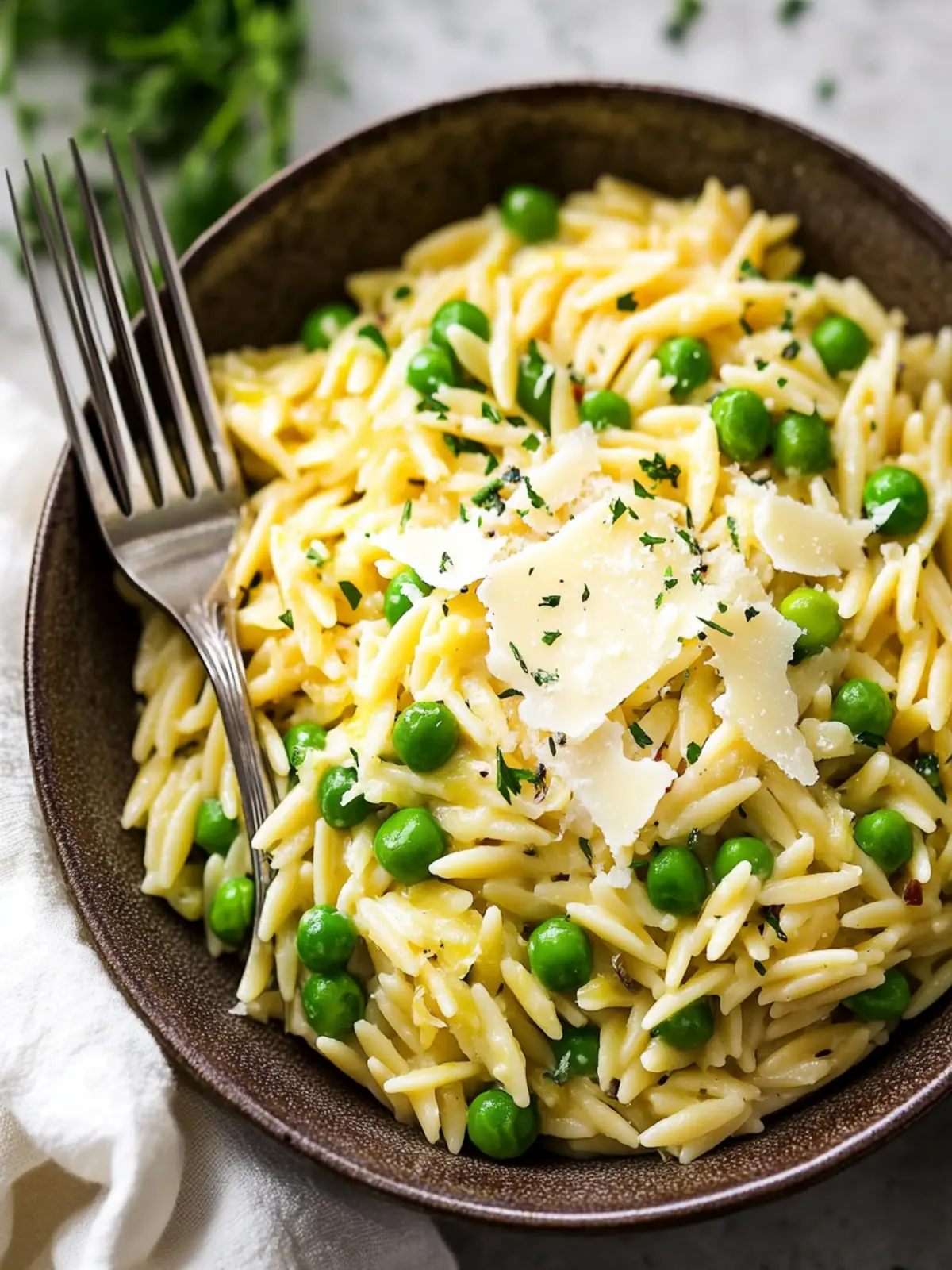 Quick and Easy Lemon Orzo with Parmesan and Peas
