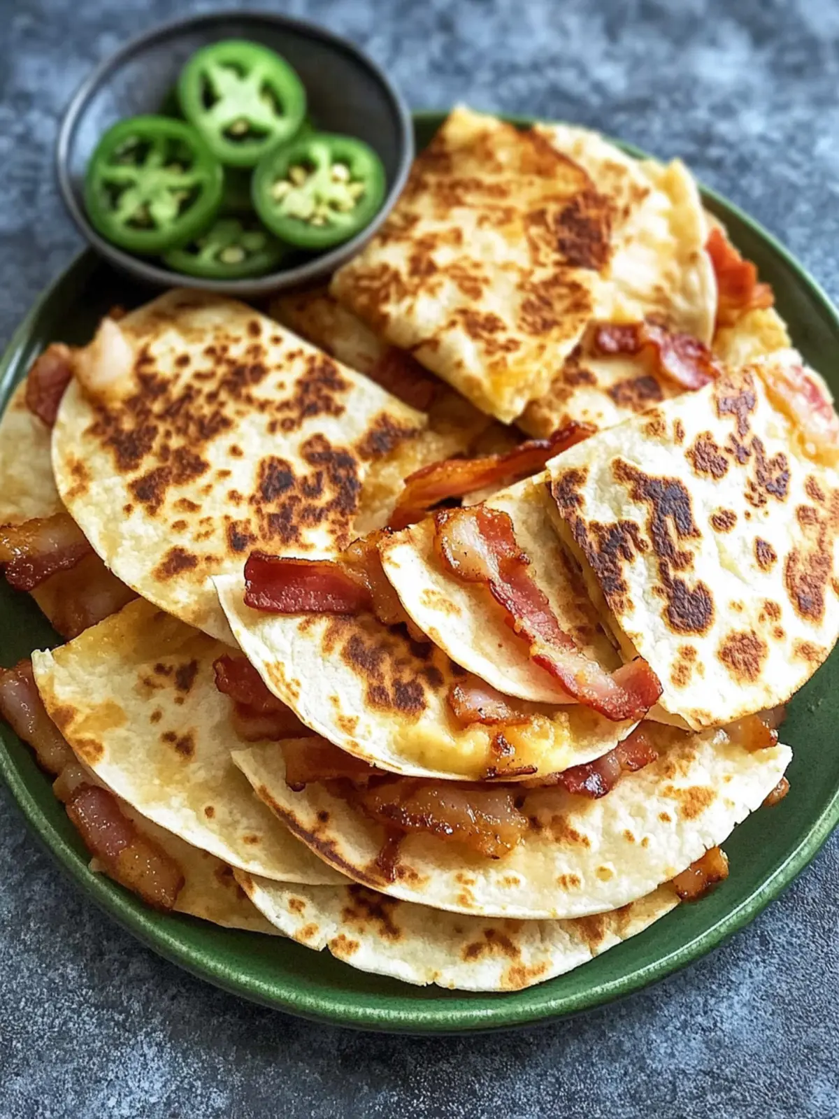 Mini Quesadillas with Bacon and Jalapeños
