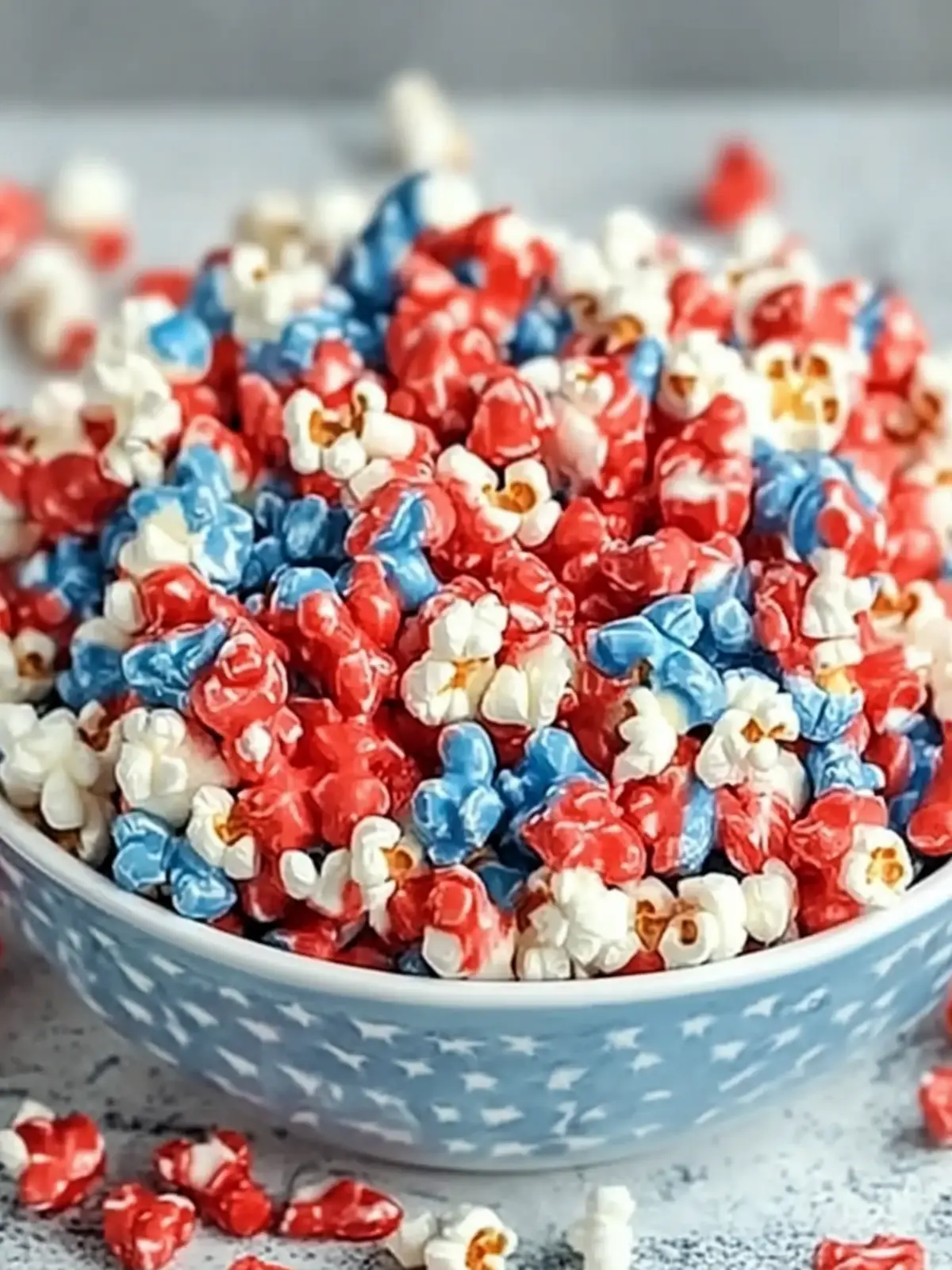 4th of July Popcorn: Red White & Blue Chocolate Firecracker Popcorn