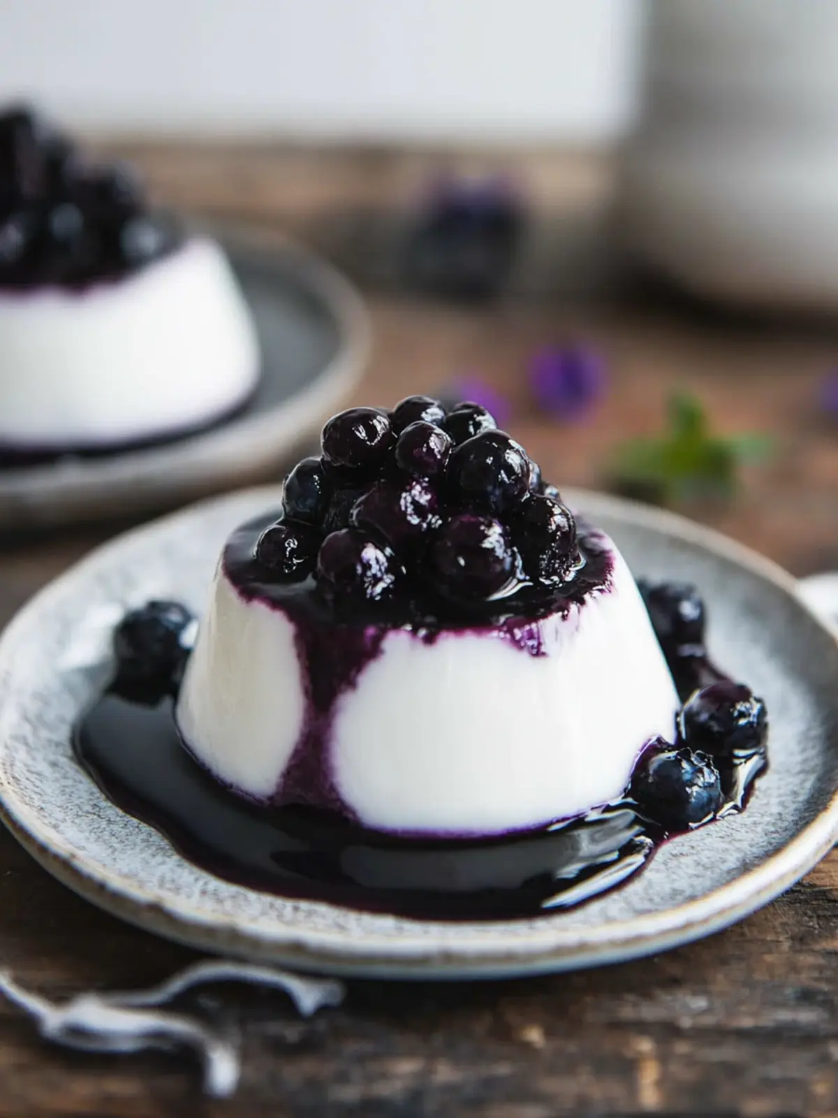 Coconut Panna Cotta with a Blueberry Topping