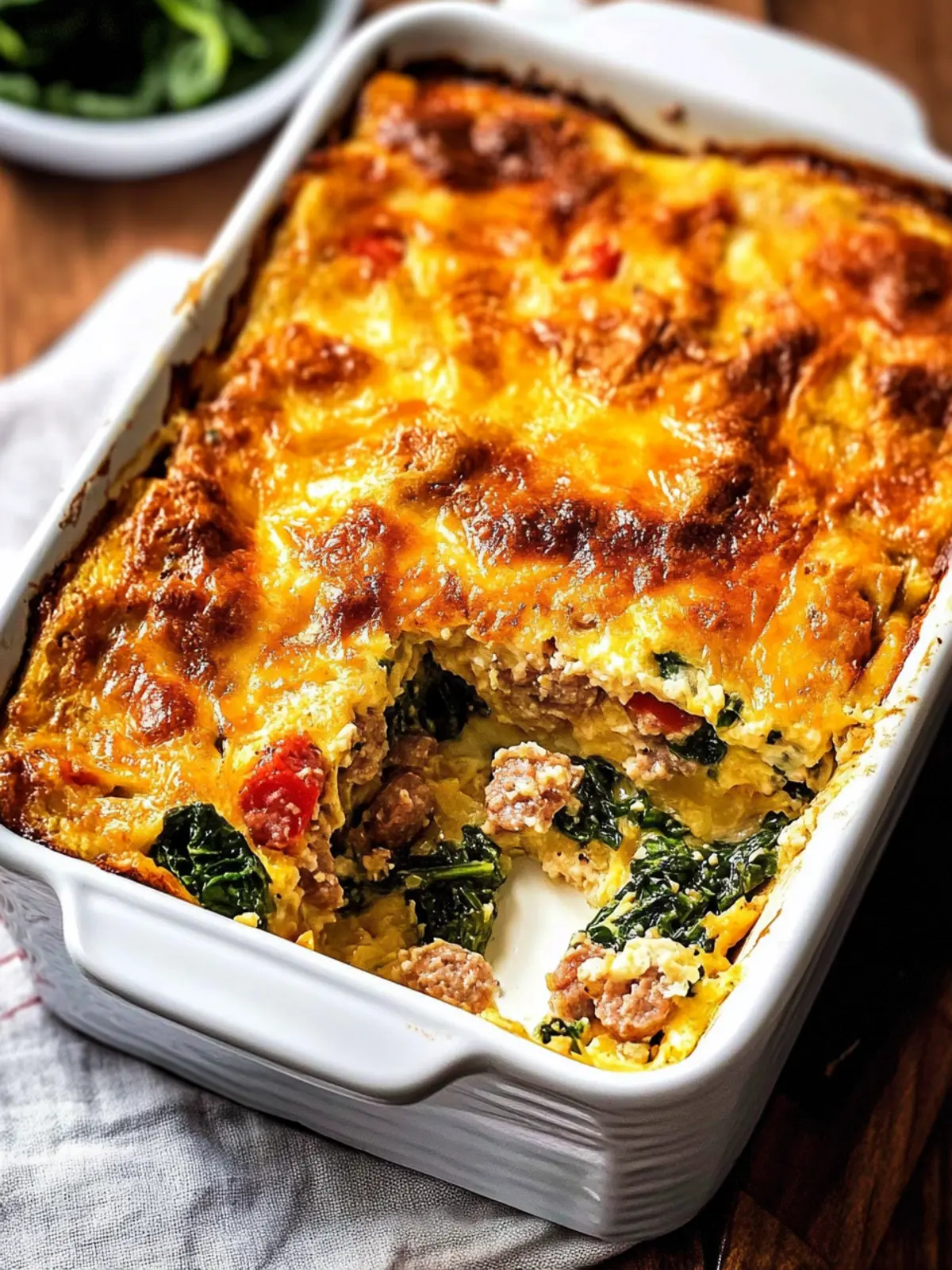 Savory Sausage and Spinach Breakfast Casserole for Meal Prep 3 Sausage and Spinach Breakfast Casserole