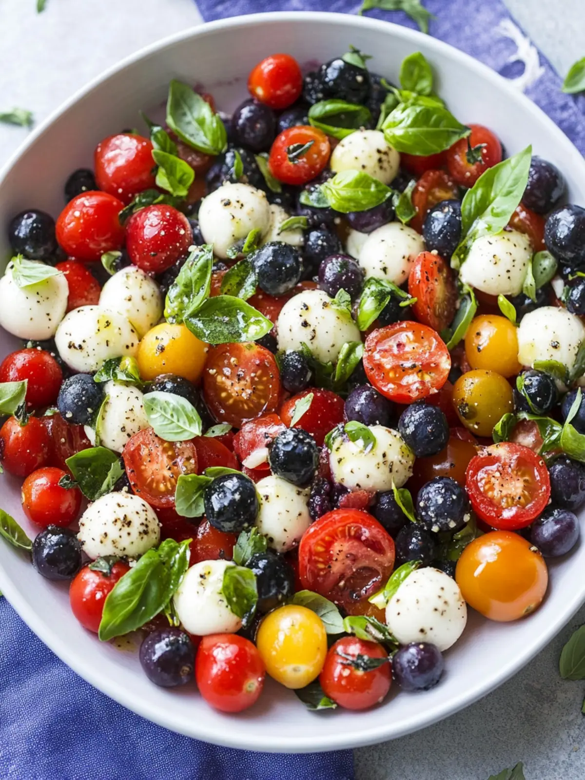 Patriotic Blueberry Cherry Tomato Caprese Salad for Summer Bliss 2 Blueberry Cherry Tomato Caprese Salad