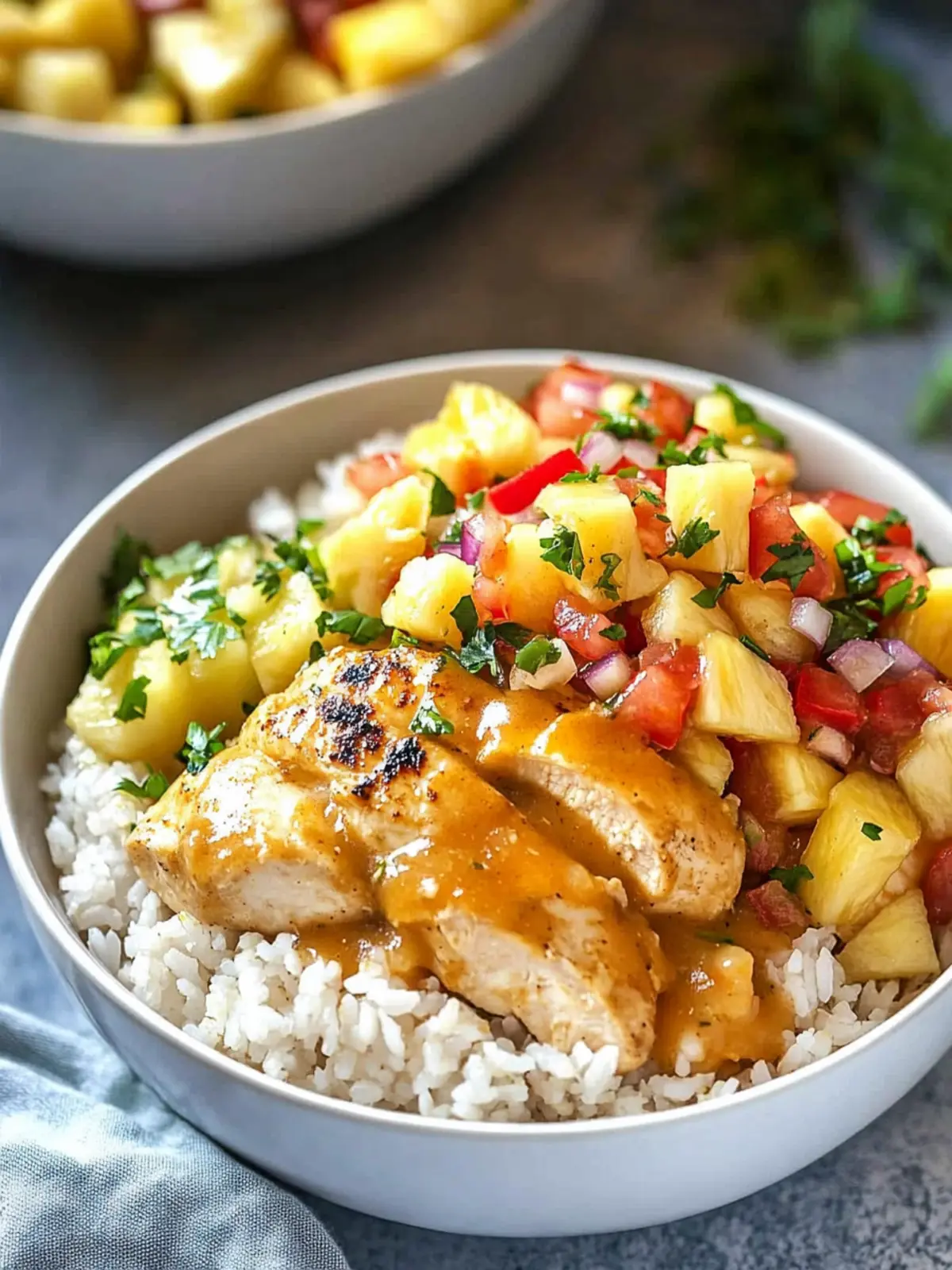 Slow Cooker Pineapple Chicken Rice Bowl with Fresh Salsa Magic 4 Slow Cooker Pineapple Chicken in a Rice Bowl with Pineapple Salsa