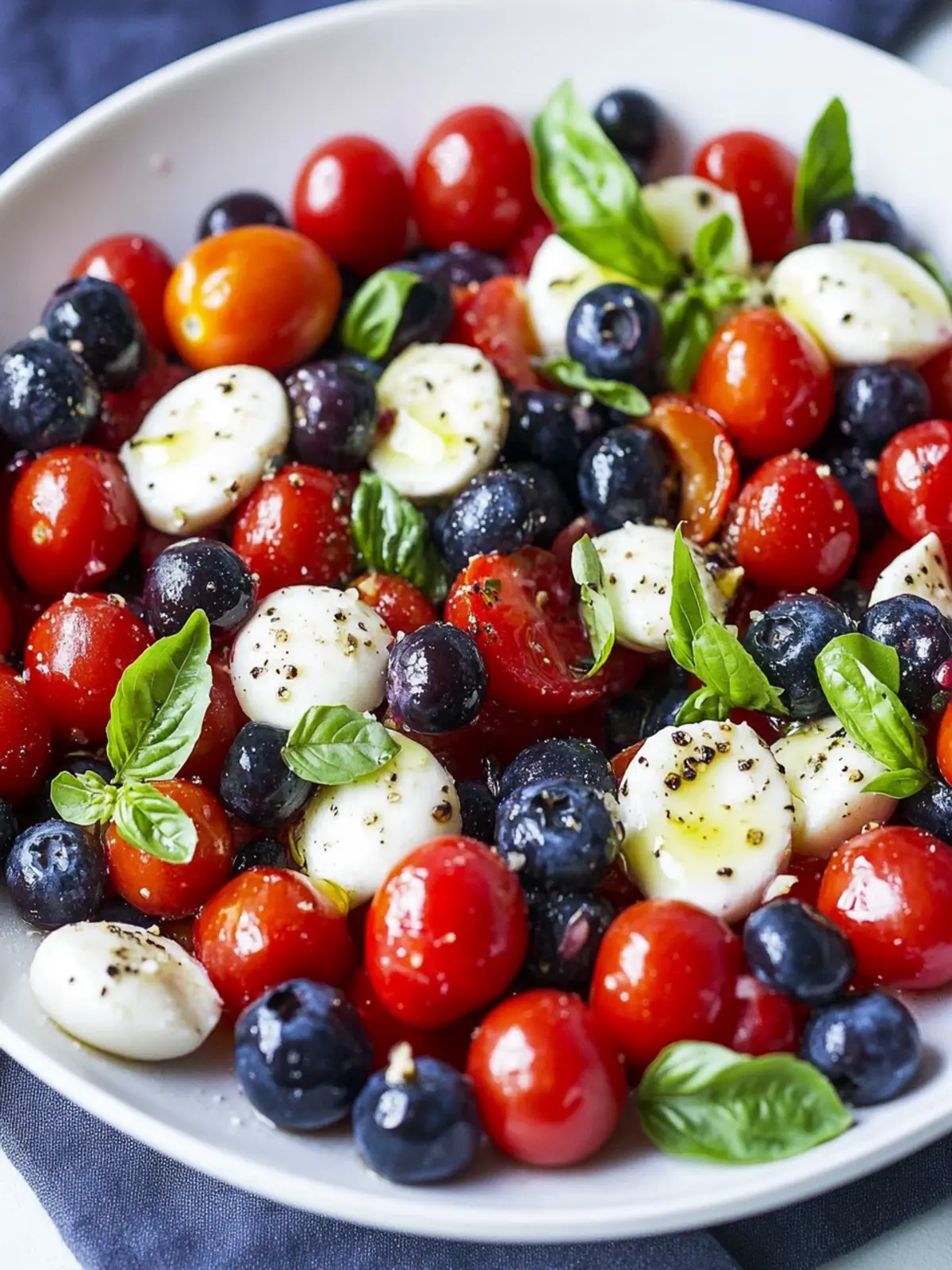 Patriotic Blueberry Cherry Tomato Caprese Salad for Summer Bliss 5 Blueberry Cherry Tomato Caprese Salad
