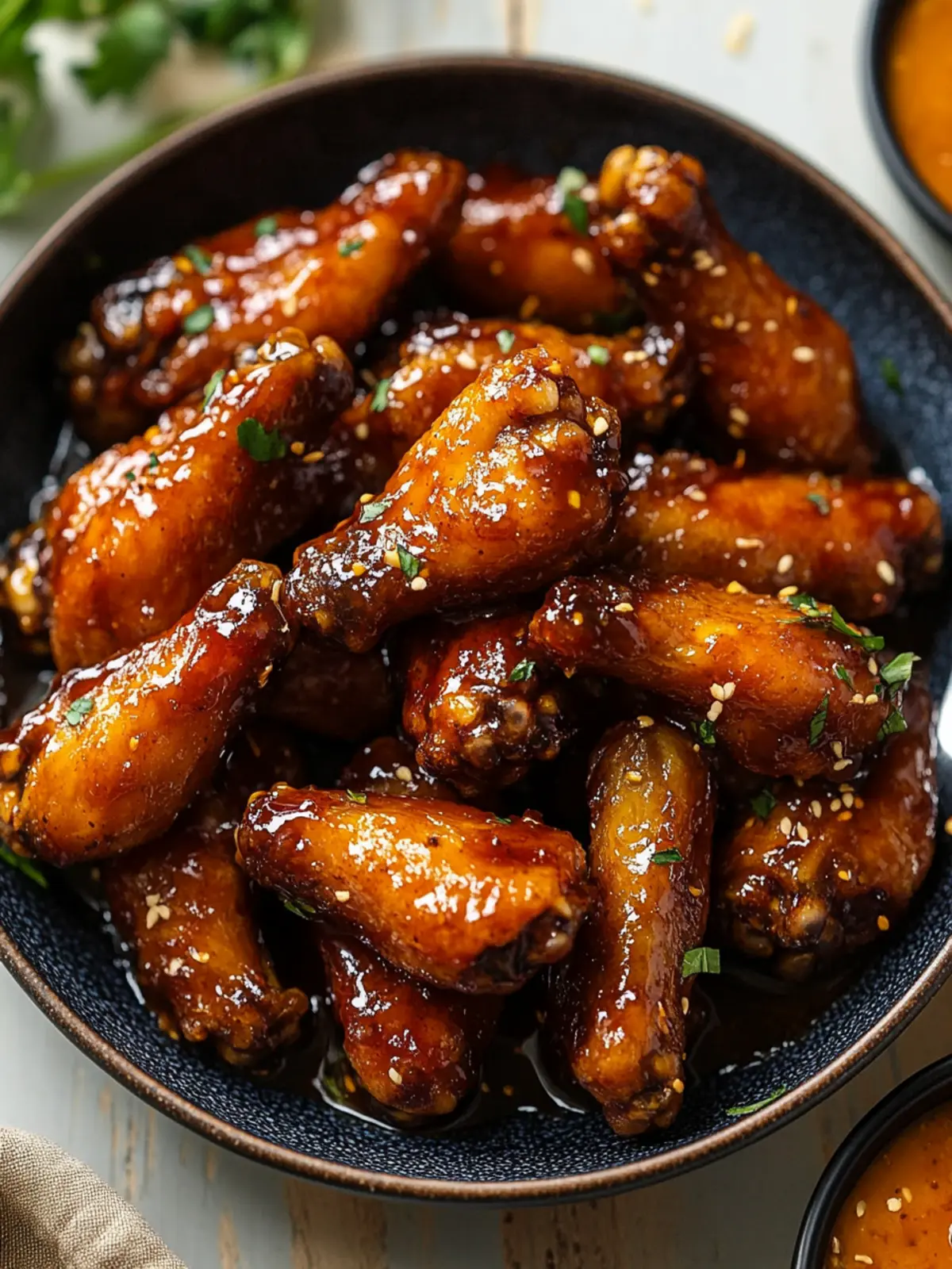 Sticky Peach Chicken Wings