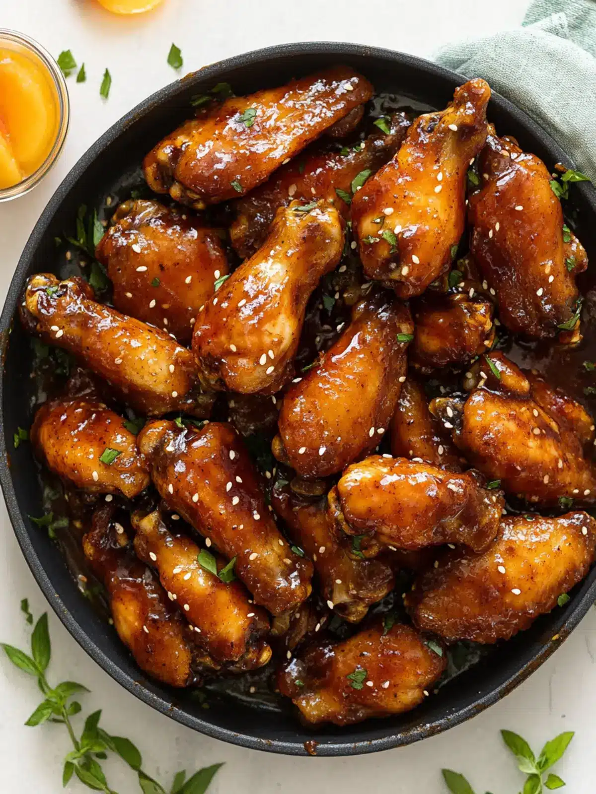 Sticky Peach Chicken Wings