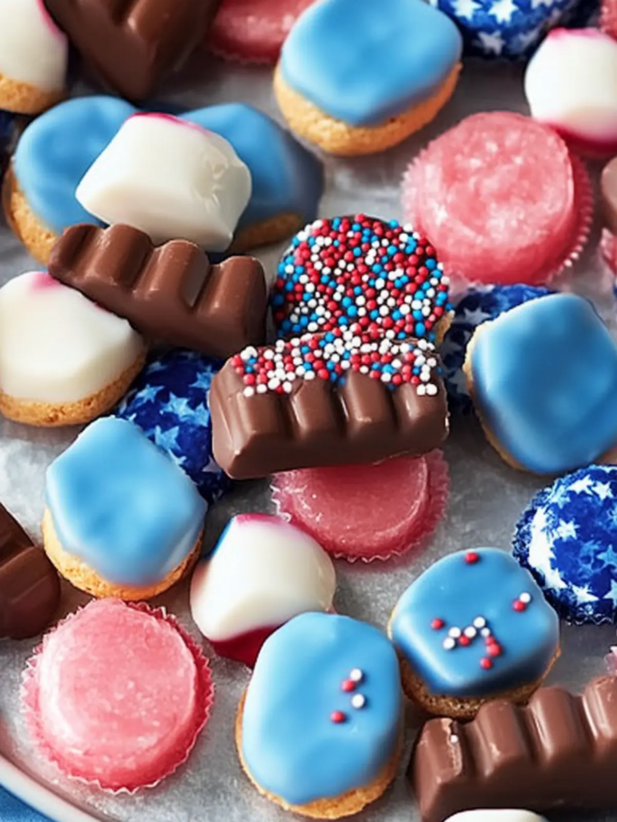 Red White & Blue Chocolate-Dipped Sugar Wafers for Celebrations 4 Red White & Blue Chocolate-Dipped Sugar Wafers