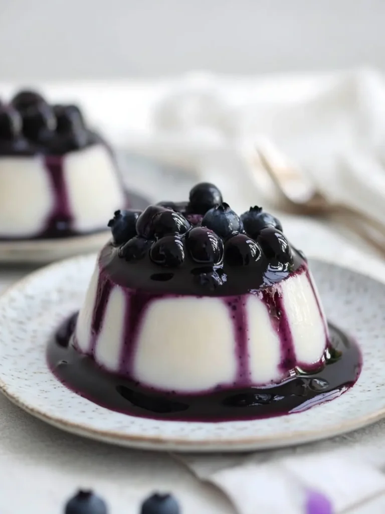 Coconut Panna Cotta with a Blueberry Topping