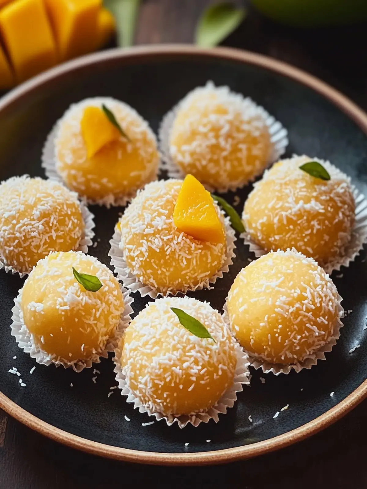 Mango Twist on Coconut Ladoo: A 3-Ingredient Delight 2 Coconut ladoo with a mango twist