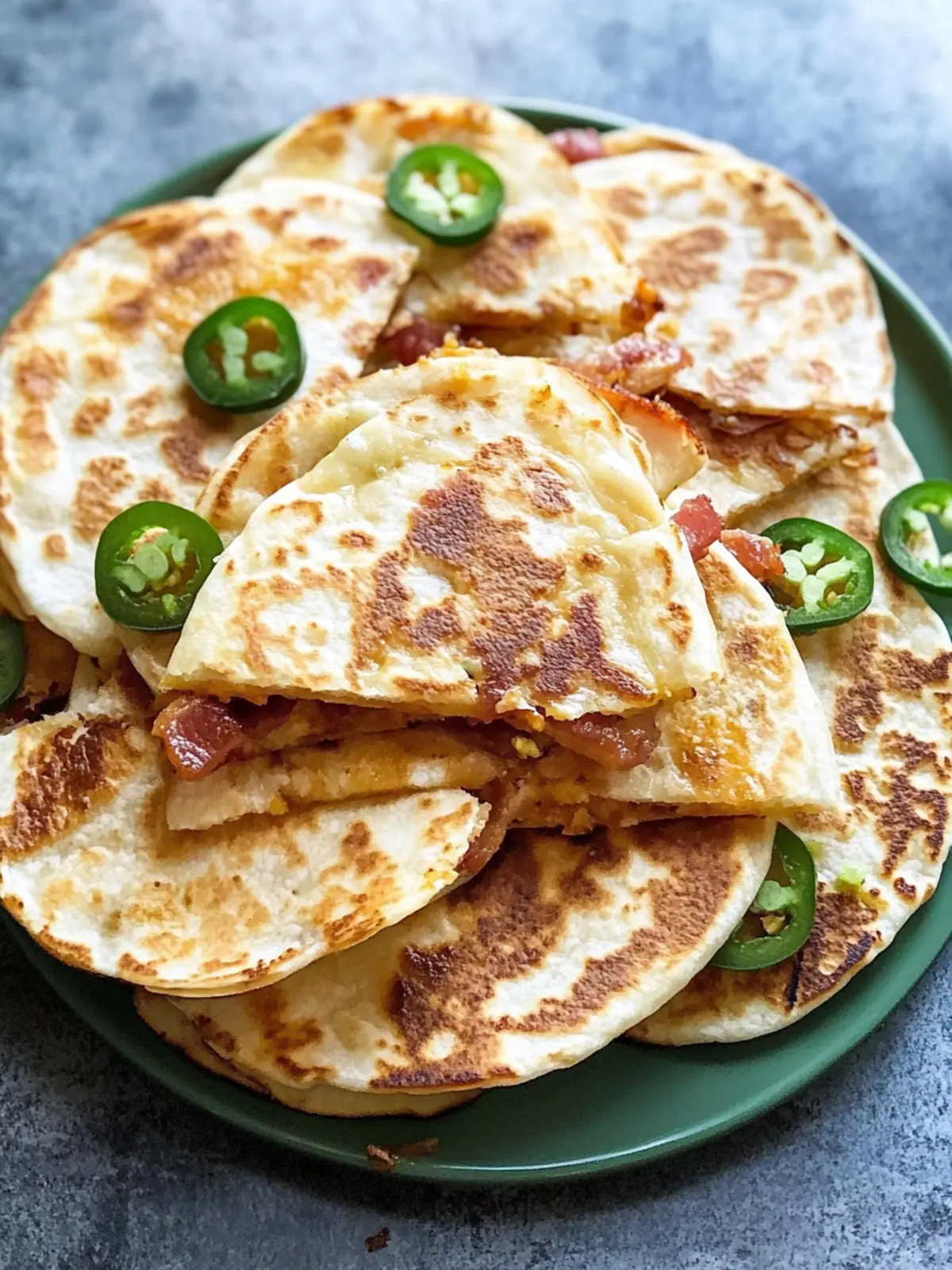 Mini Quesadillas with Bacon and Jalapeños