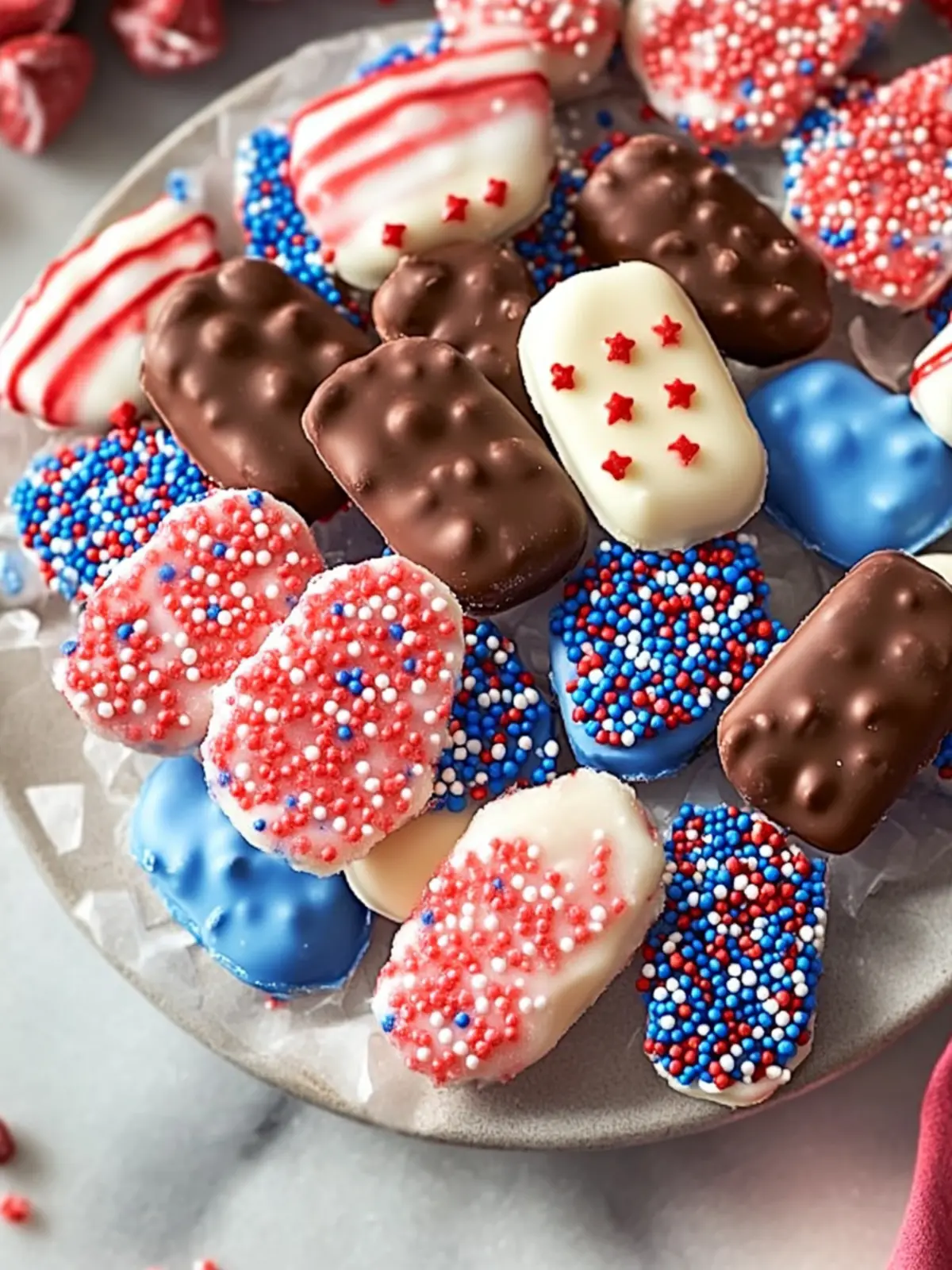 Red White & Blue Chocolate-Dipped Sugar Wafers for Celebrations 2 Red White & Blue Chocolate-Dipped Sugar Wafers