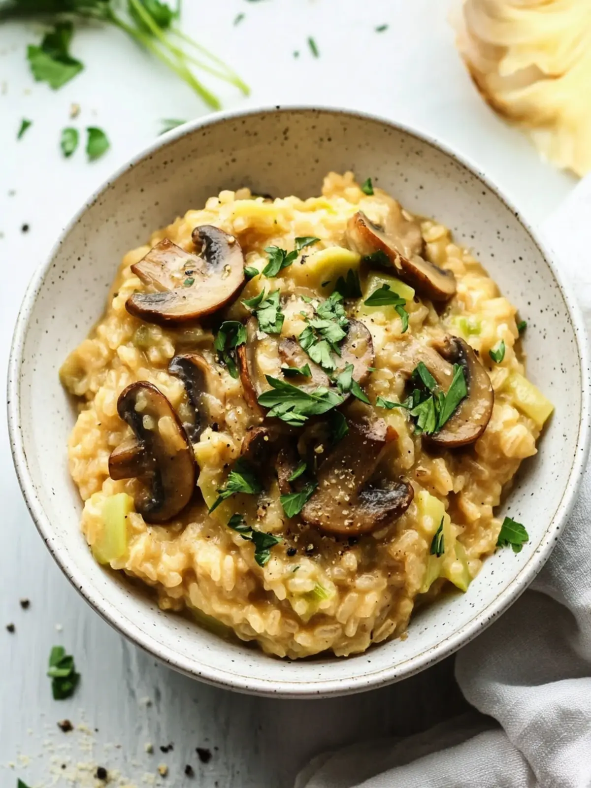 Mushroom and Leek Risotto (Vegan + GF)
