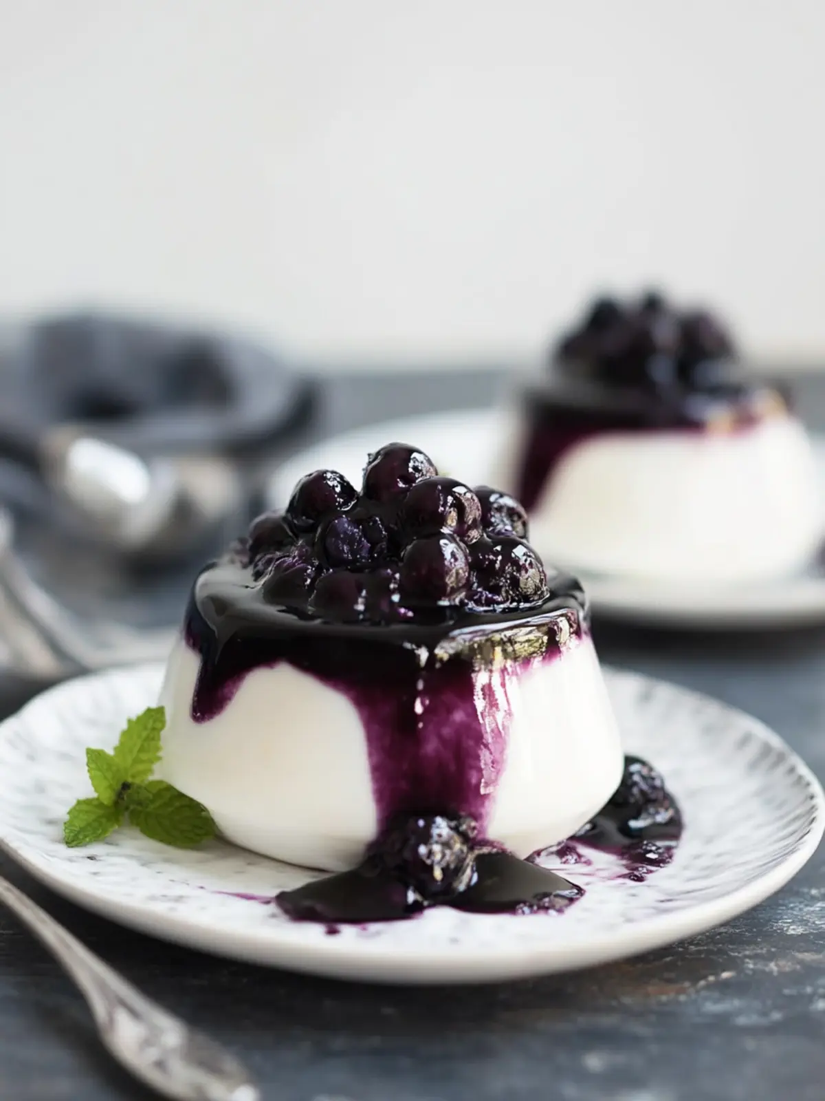 Coconut Panna Cotta with a Blueberry Topping