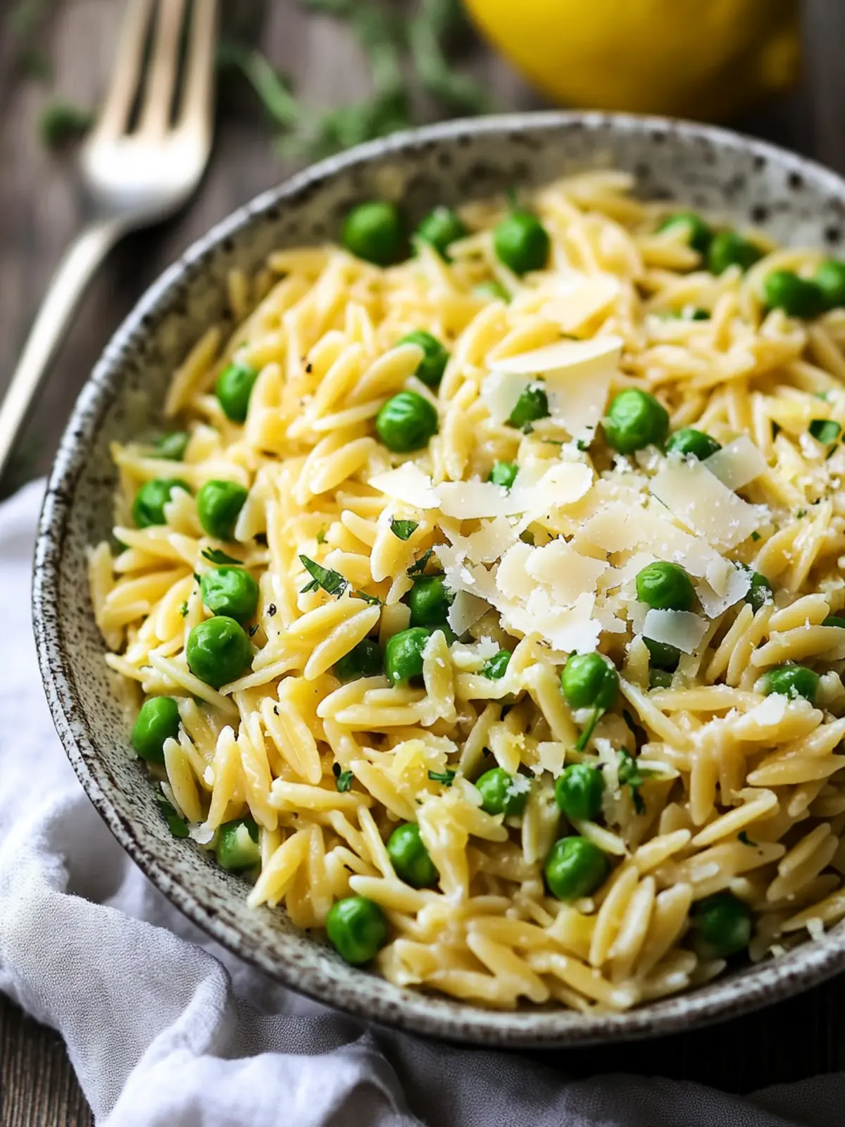Quick and Easy Lemon Orzo with Parmesan and Peas