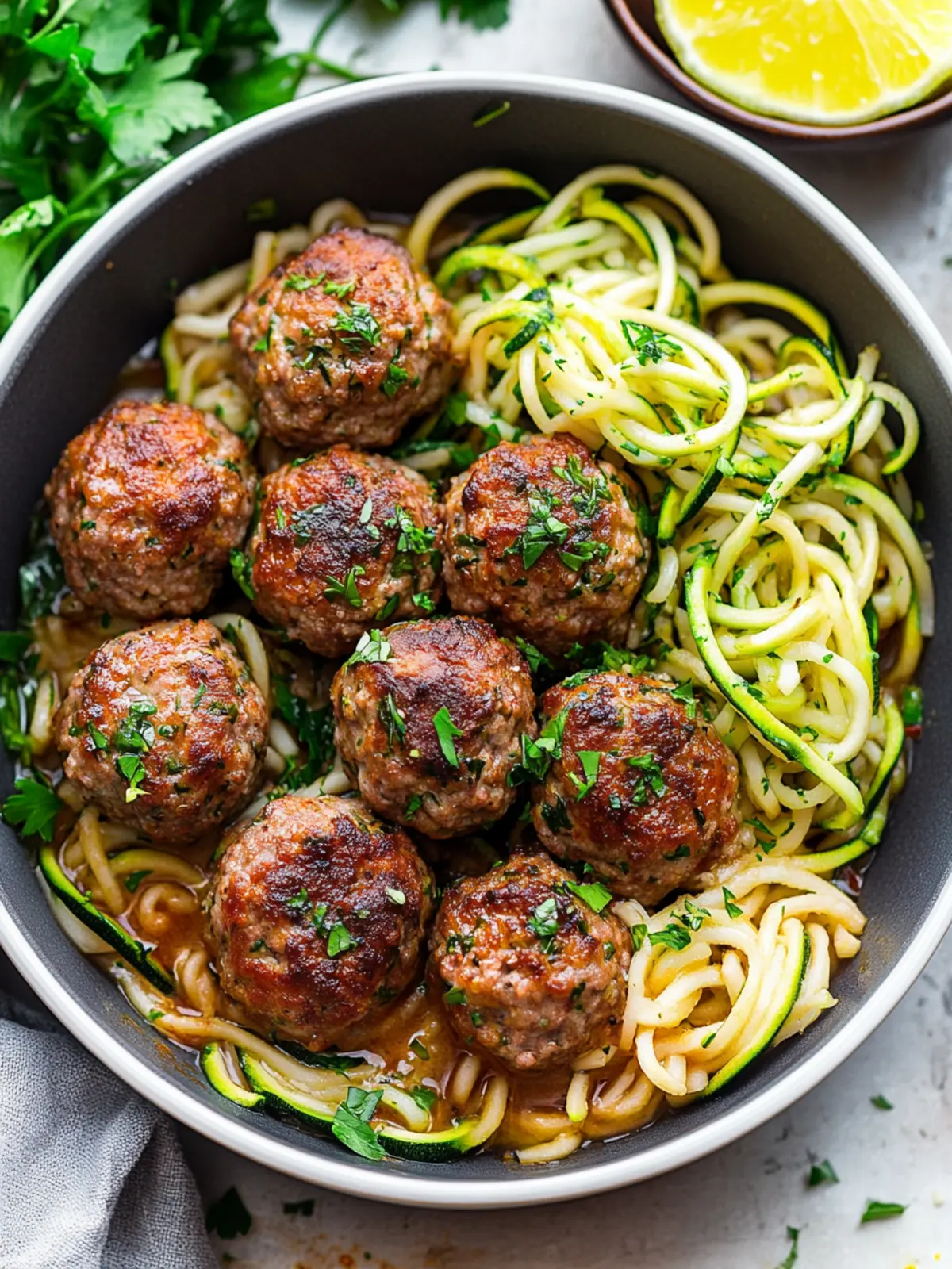 Garlic Butter Meatballs with Zucchini Noodles: A Keto Delight 4 Garlic Butter Meatballs with Zucchini Noodles