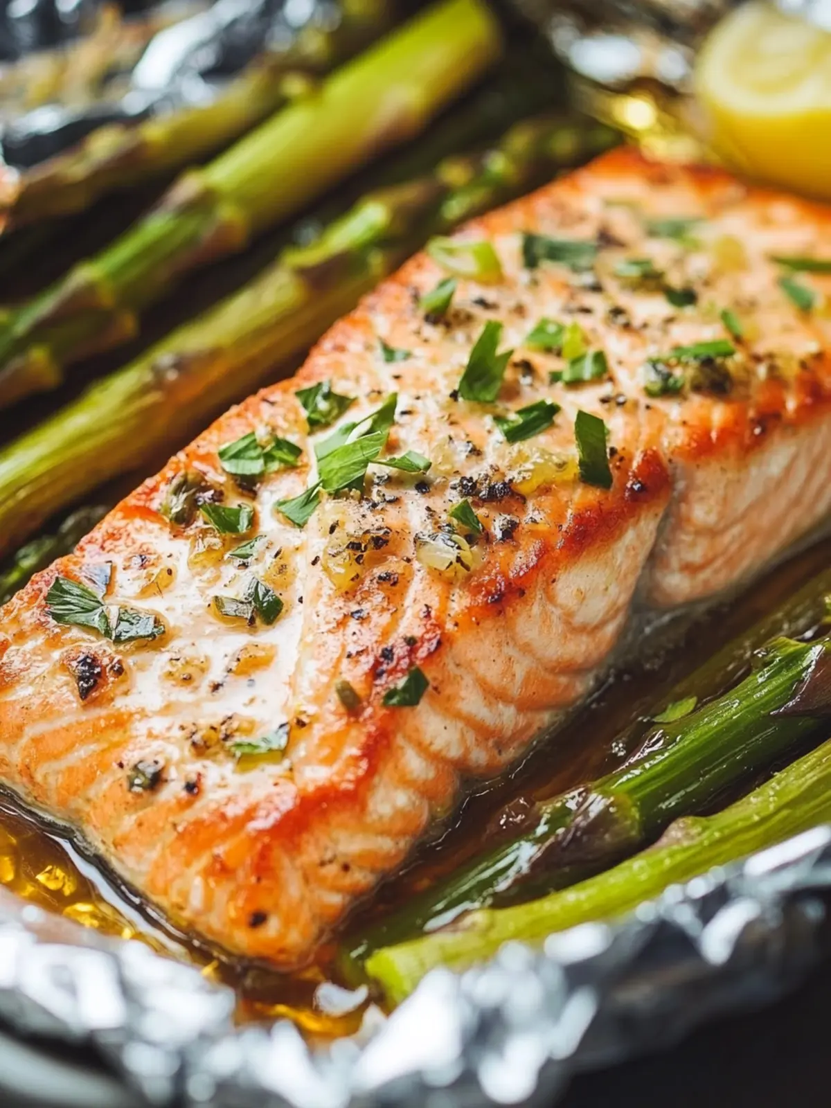 Baked Lemon Salmon and Asparagus Foil Pack in 30 Minutes 5 Baked Lemon Salmon and Asparagus Foil Pack