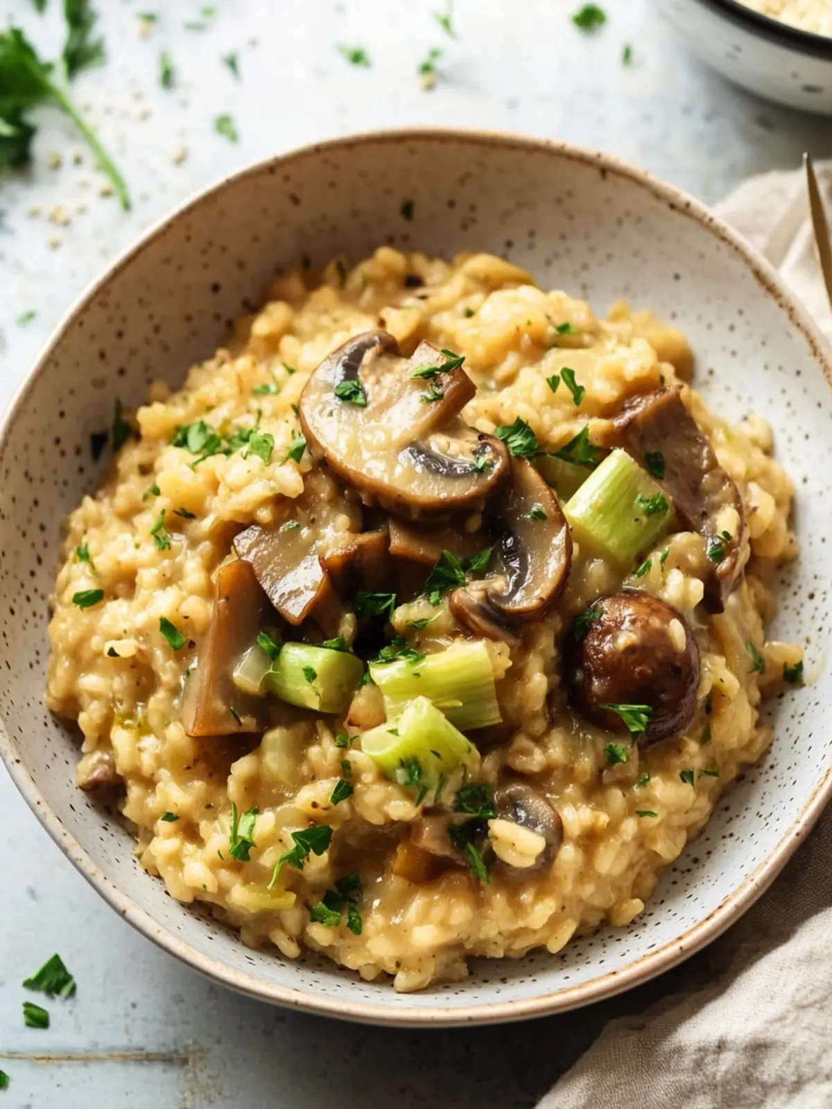 Mushroom and Leek Risotto (Vegan + GF)