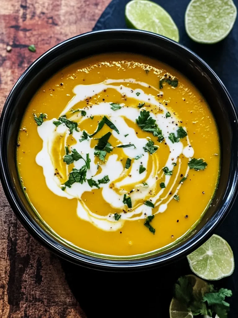 Roasted Butternut Squash Soup with Coconut Lime Cream Drizzle