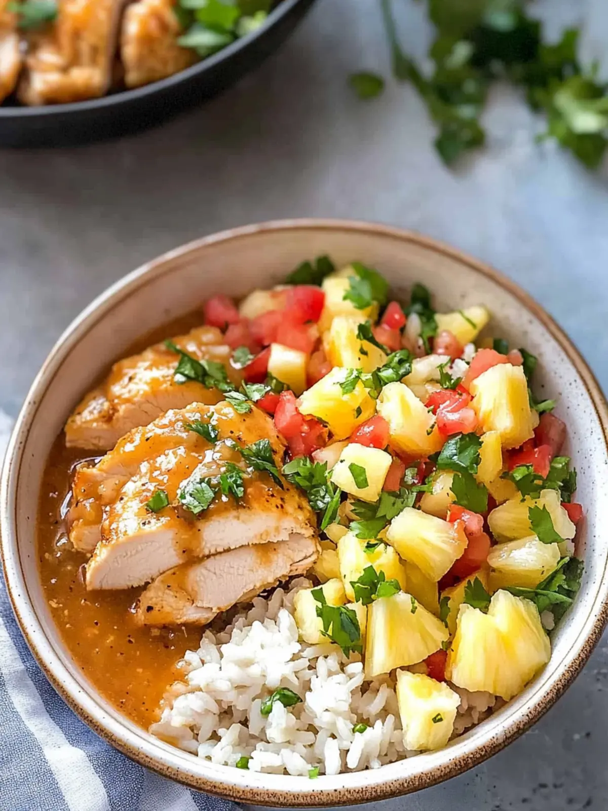 Slow Cooker Pineapple Chicken Rice Bowl with Fresh Salsa Magic 3 Slow Cooker Pineapple Chicken in a Rice Bowl with Pineapple Salsa