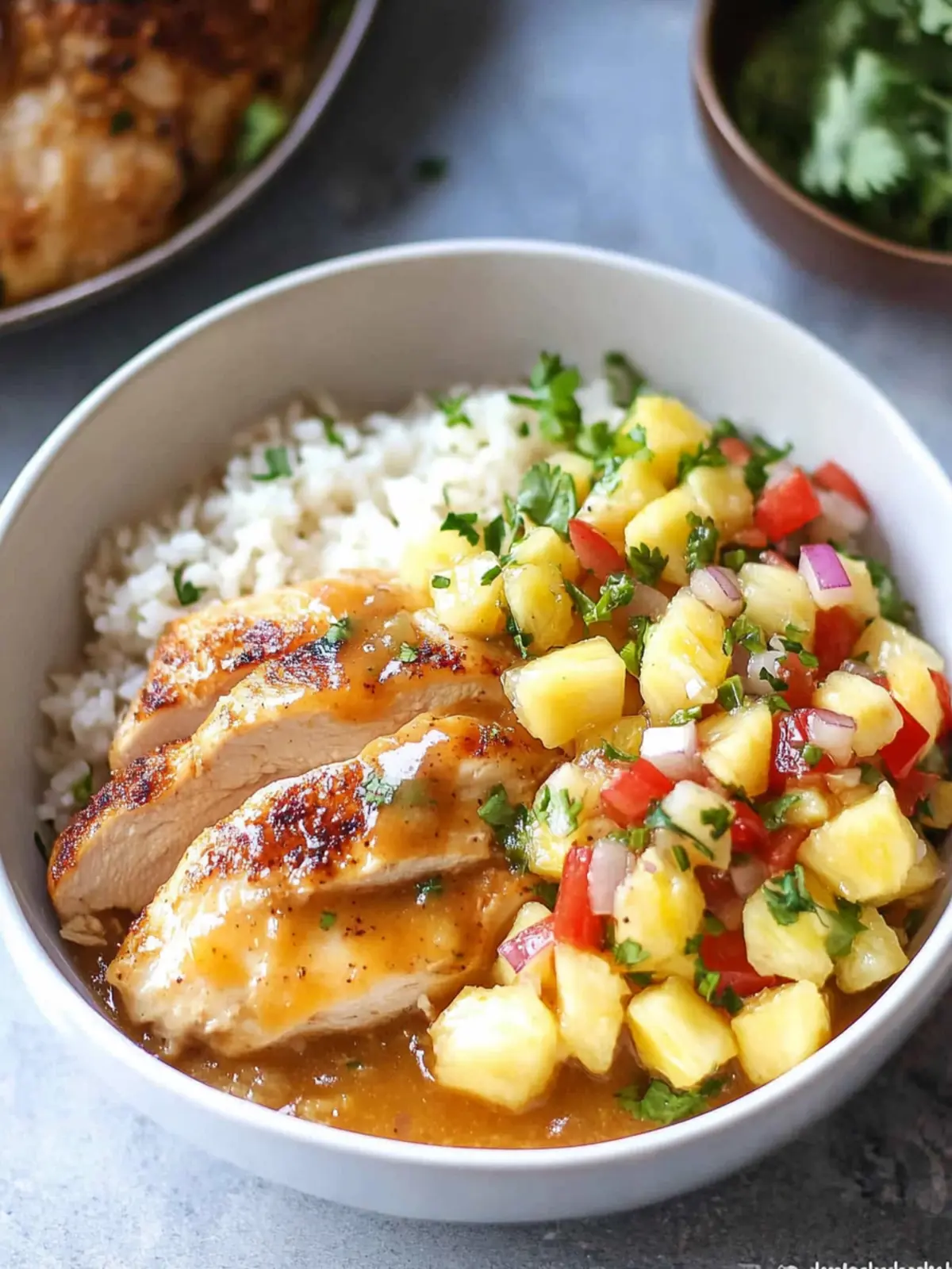 Slow Cooker Pineapple Chicken Rice Bowl with Fresh Salsa Magic 2 Slow Cooker Pineapple Chicken in a Rice Bowl with Pineapple Salsa