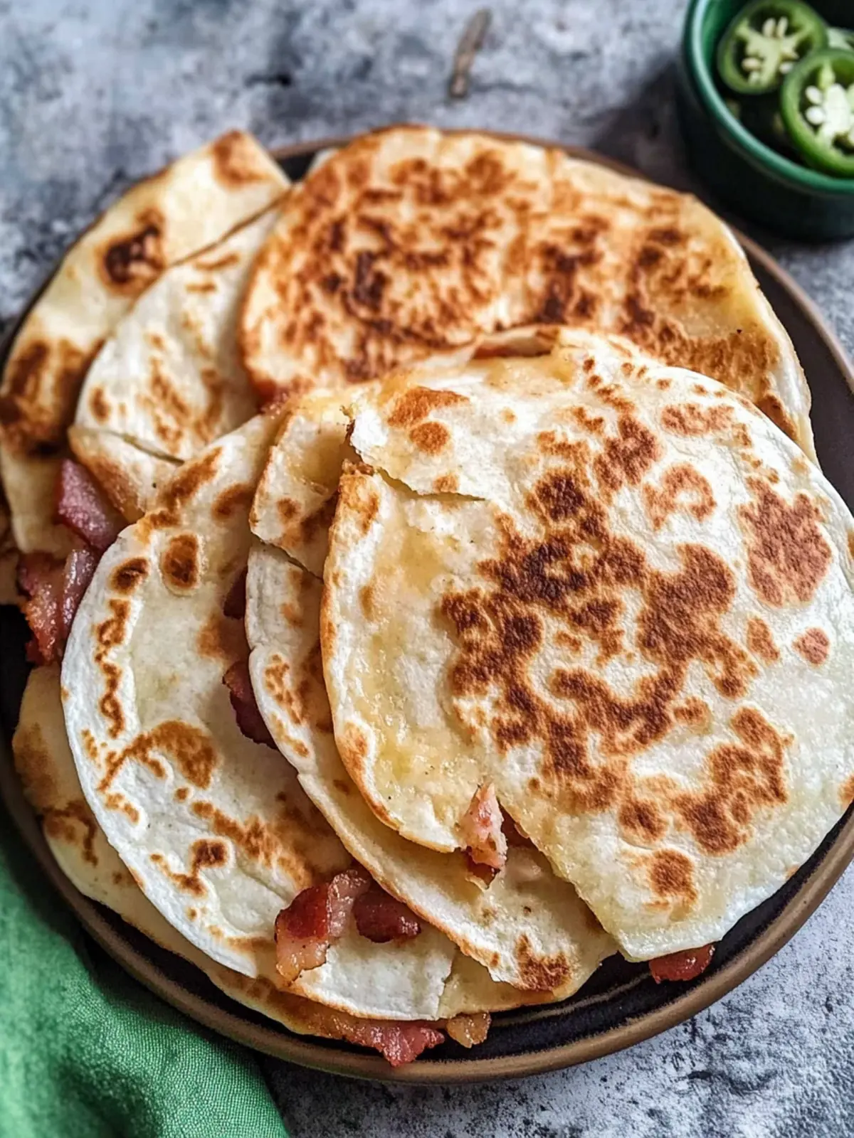 Mini Quesadillas with Bacon and Jalapeños