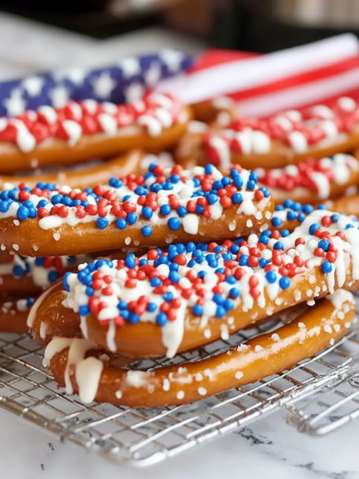 Fourth of July Dessert – Easy Red, White, and Blue Dipped Pretzels 2 Fourth of July Dessert – Dipped Pretzels