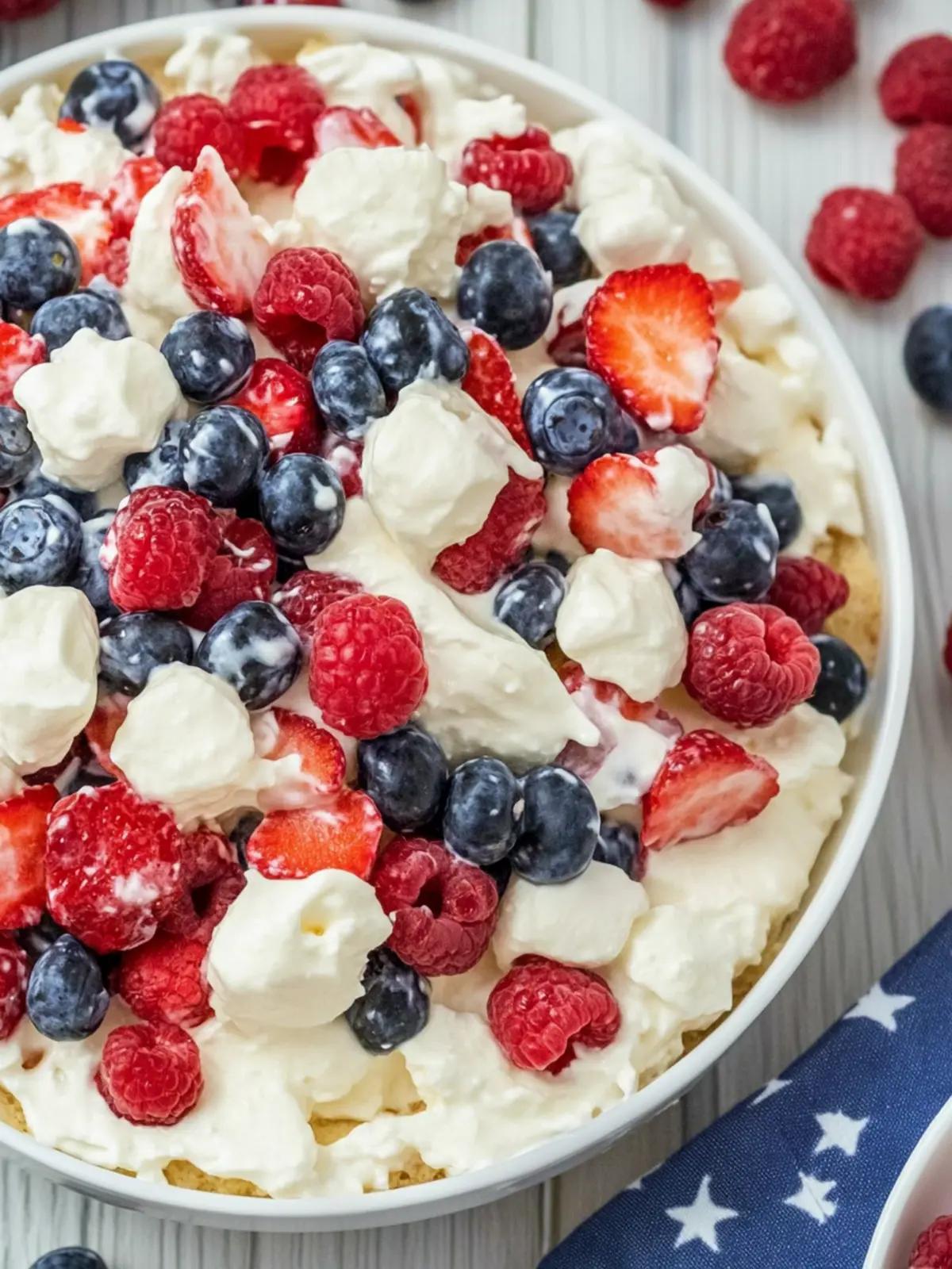 Refreshing Red, White & Blue Cheesecake Salad for Summer Fun 2 Red, White & Blue Cheesecake Salad