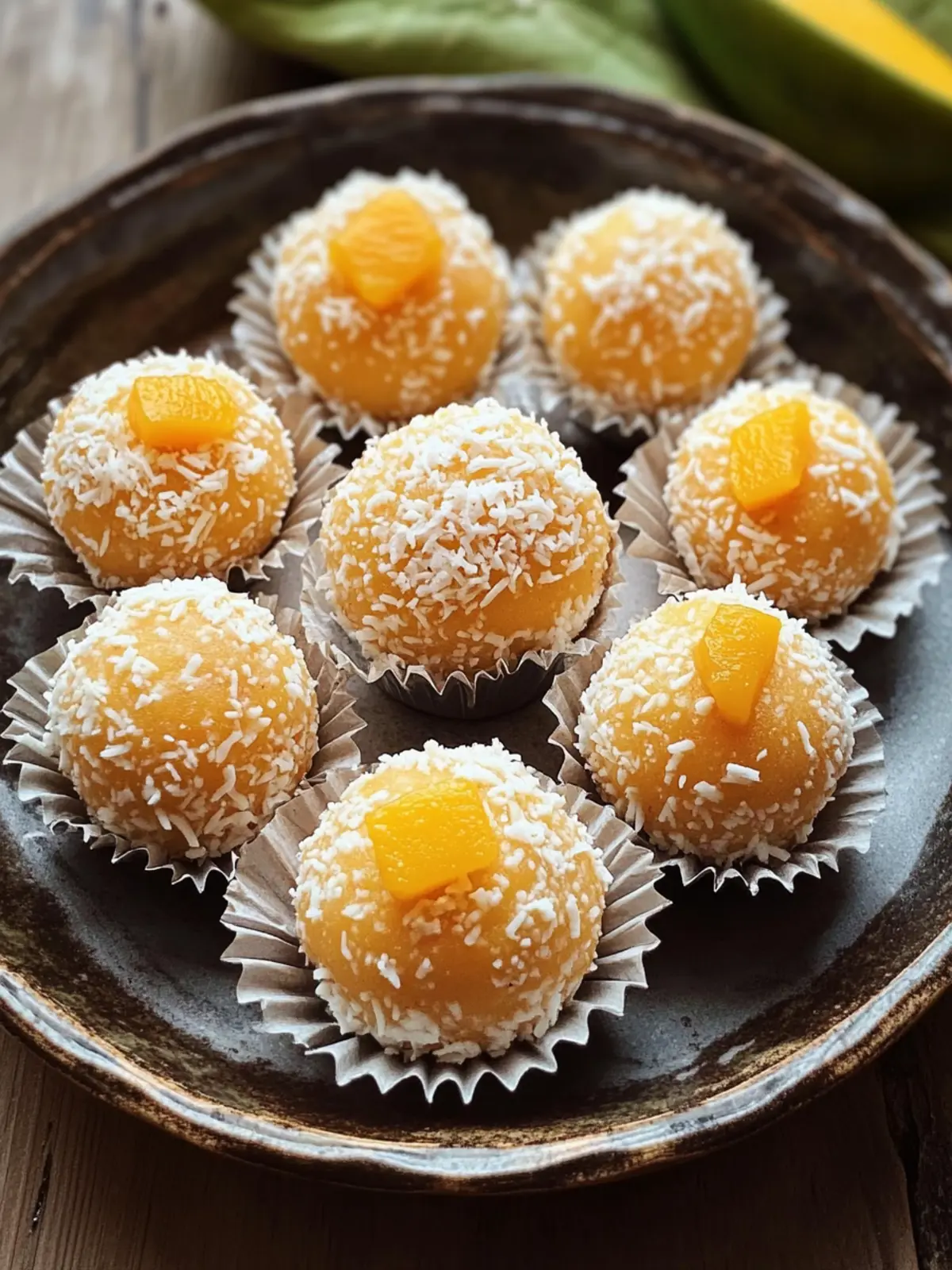 Mango Twist on Coconut Ladoo: A 3-Ingredient Delight 3 Coconut ladoo with a mango twist