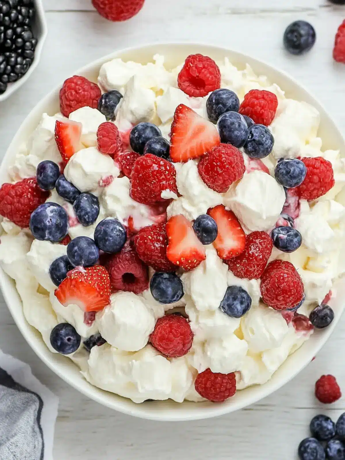Refreshing Red, White & Blue Cheesecake Salad for Summer Fun 3 Red, White & Blue Cheesecake Salad