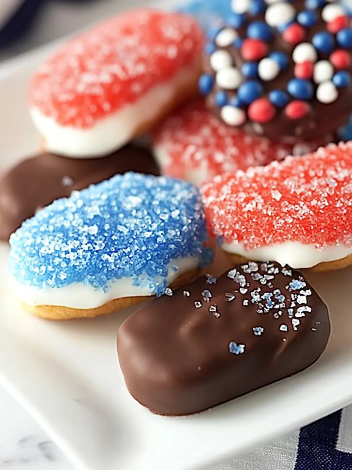 Red White & Blue Chocolate-Dipped Sugar Wafers for Celebrations 3 Red White & Blue Chocolate-Dipped Sugar Wafers
