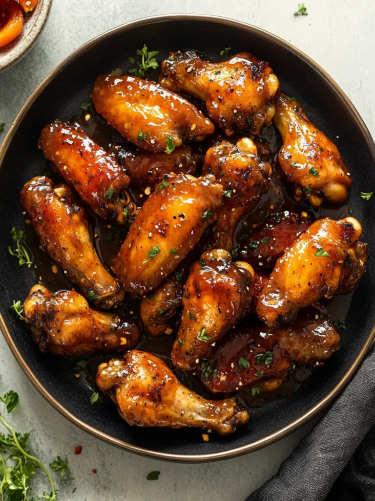 Sticky Peach Chicken Wings