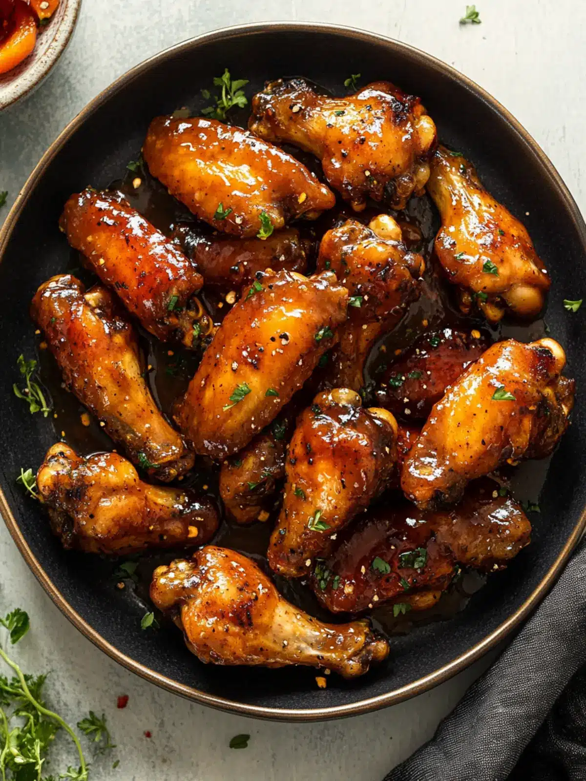 Sticky Peach Chicken Wings