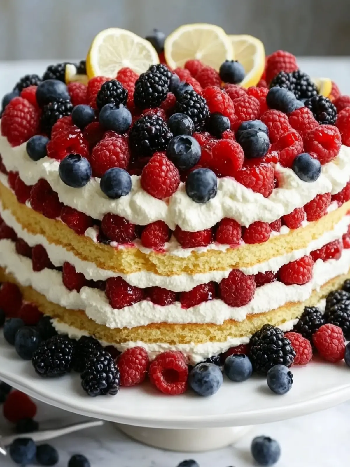 Triple Berry Layered Lemon Cream Cake for Refreshing Summer Joy 2 Triple Berry Layered Lemon Cream Cake