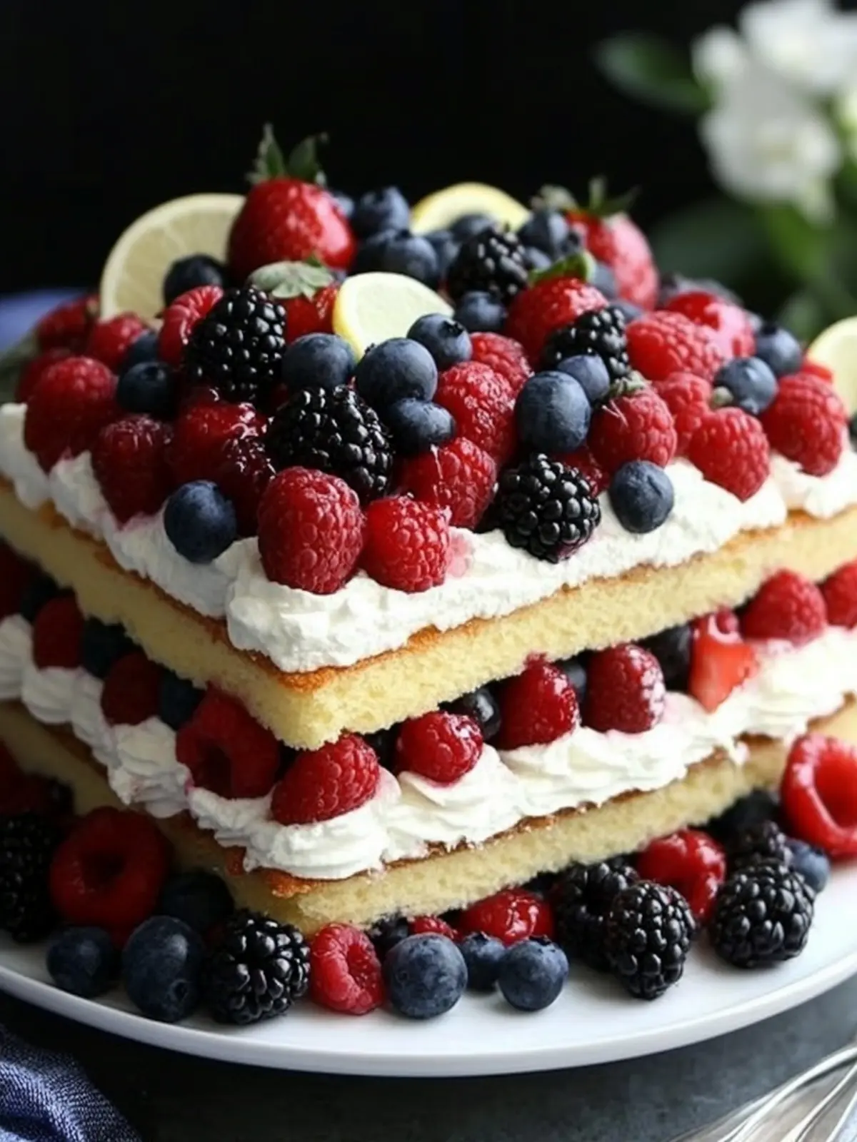 Triple Berry Layered Lemon Cream Cake for Refreshing Summer Joy 4 Triple Berry Layered Lemon Cream Cake