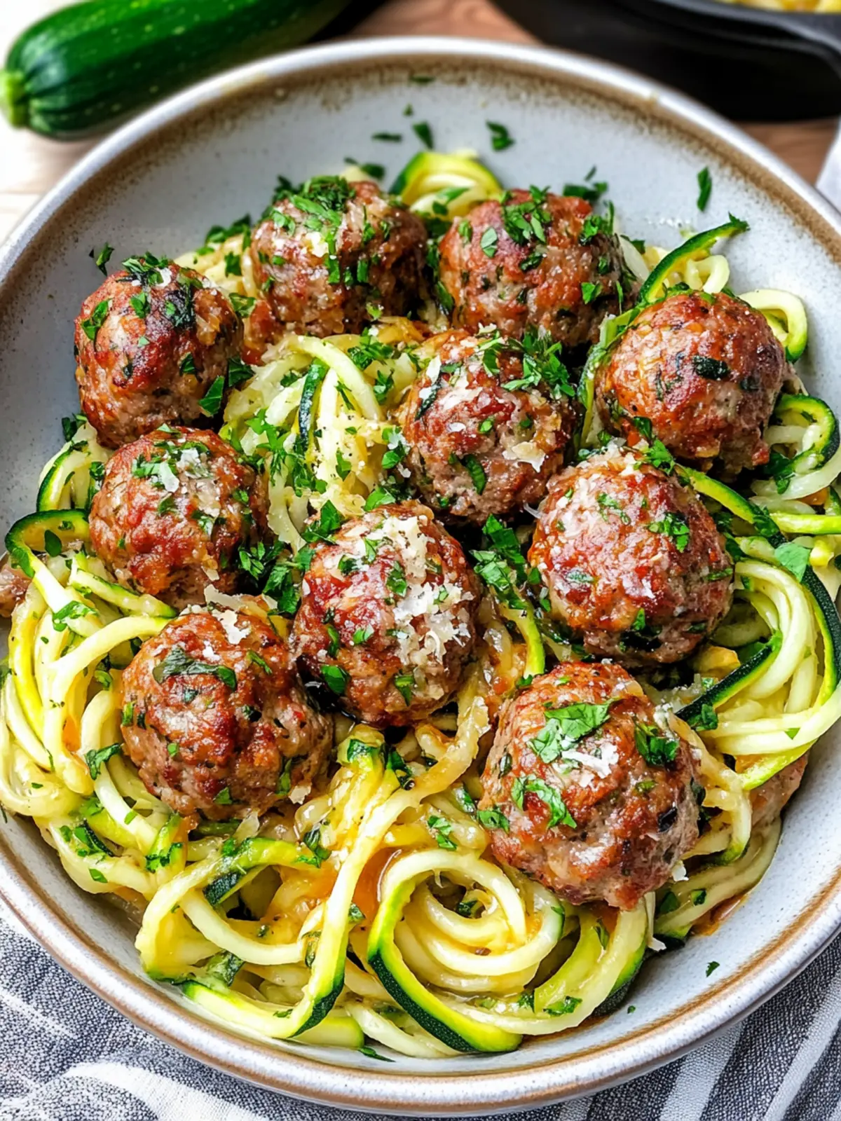 Garlic Butter Meatballs with Zucchini Noodles: A Keto Delight 3 Garlic Butter Meatballs with Zucchini Noodles